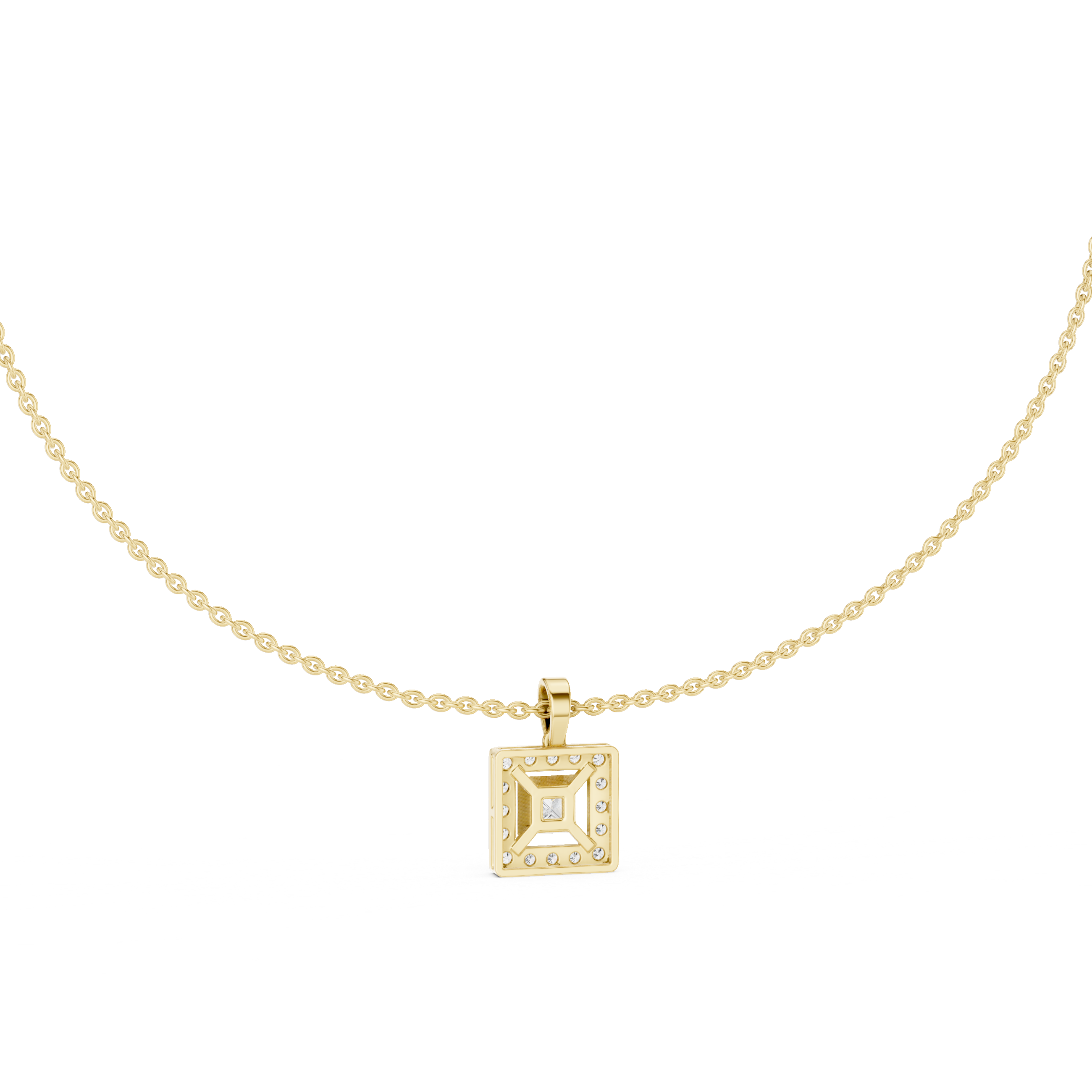 Square Halo Diamond Necklace