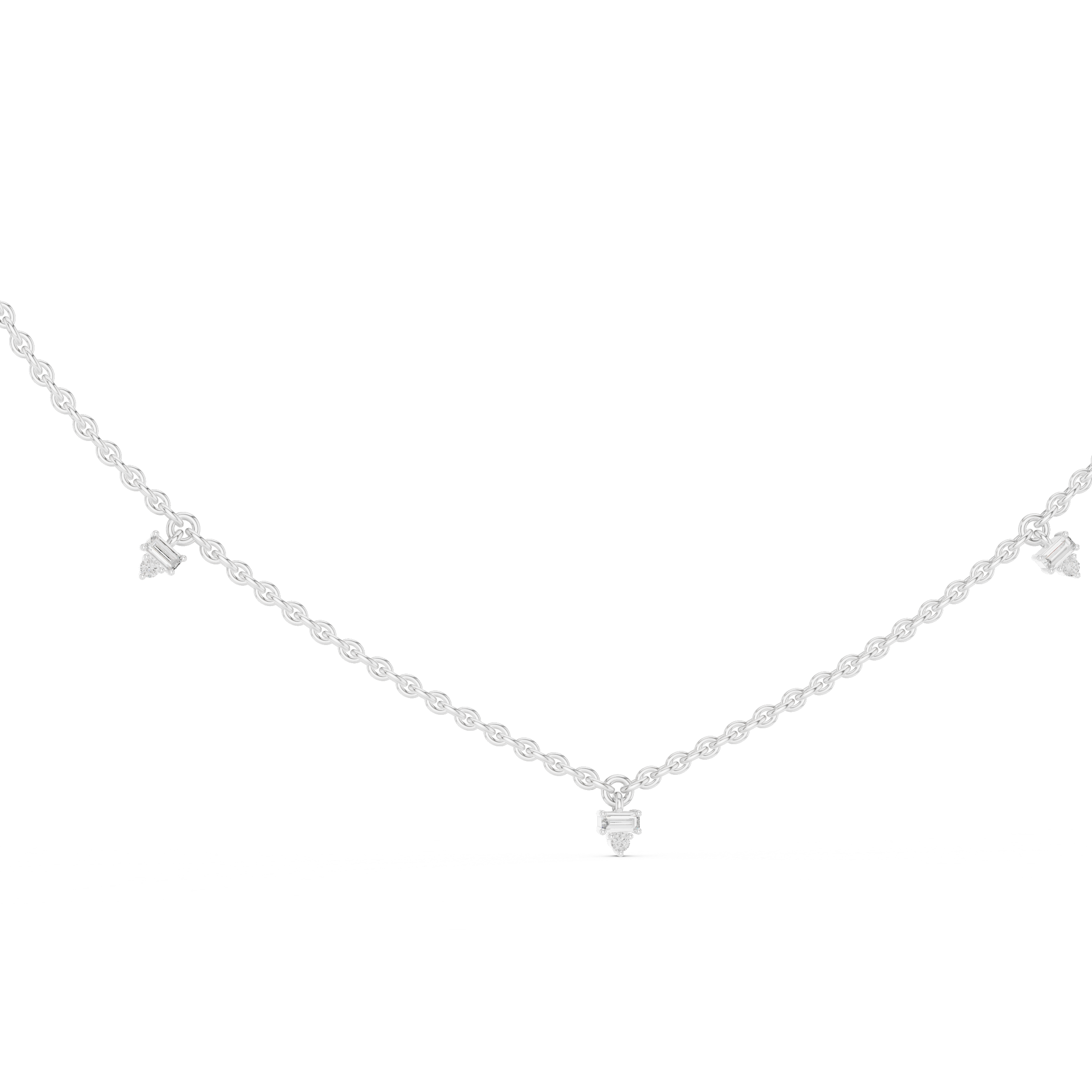 Minimal Multi Drop Diamond Necklace