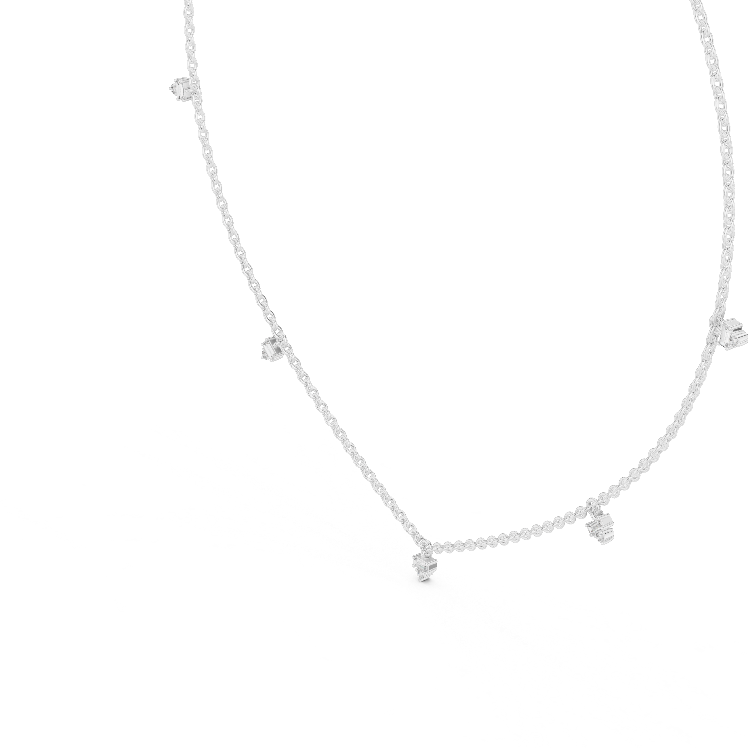 Minimal Multi Drop Diamond Necklace