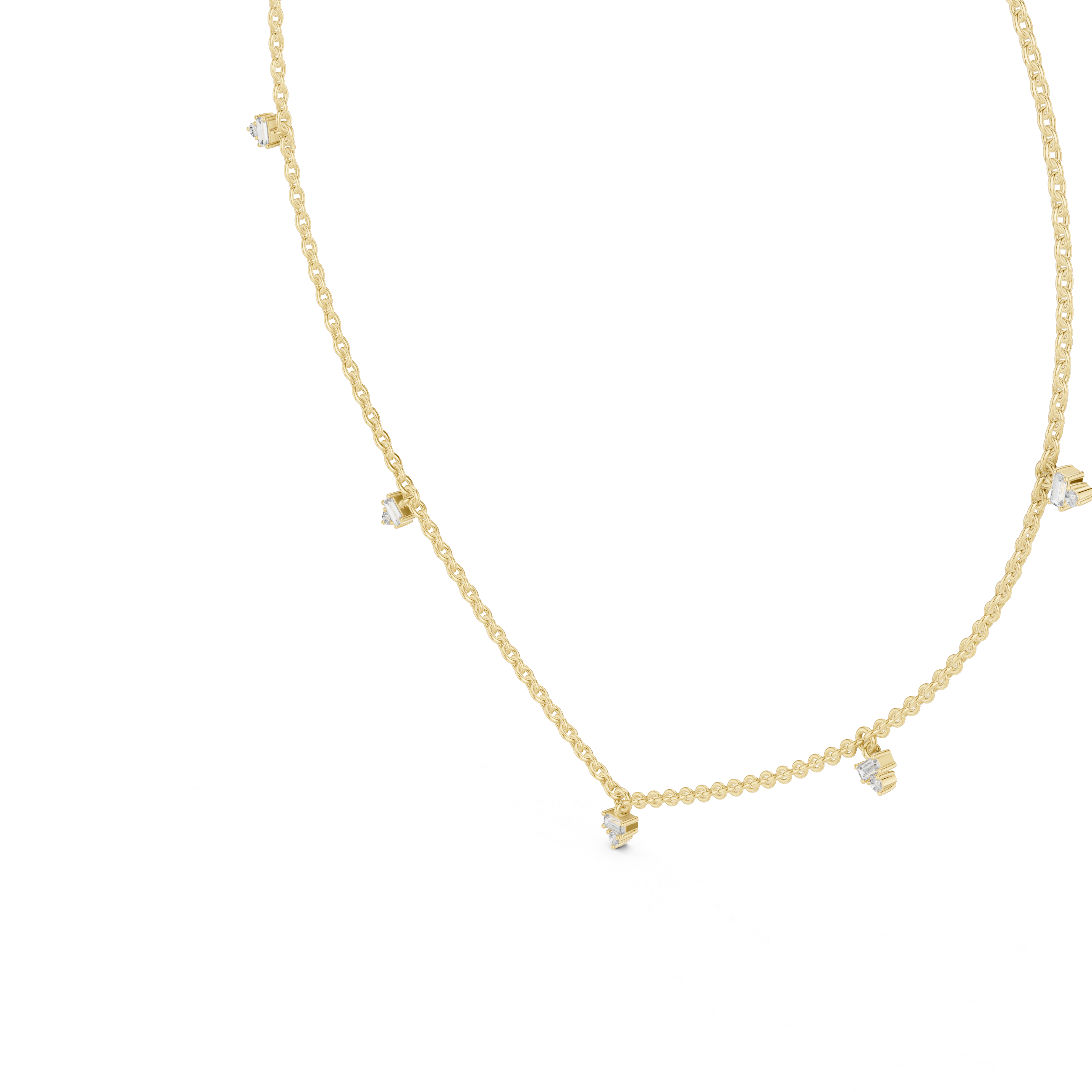 Minimal Multi Drop Diamond Necklace