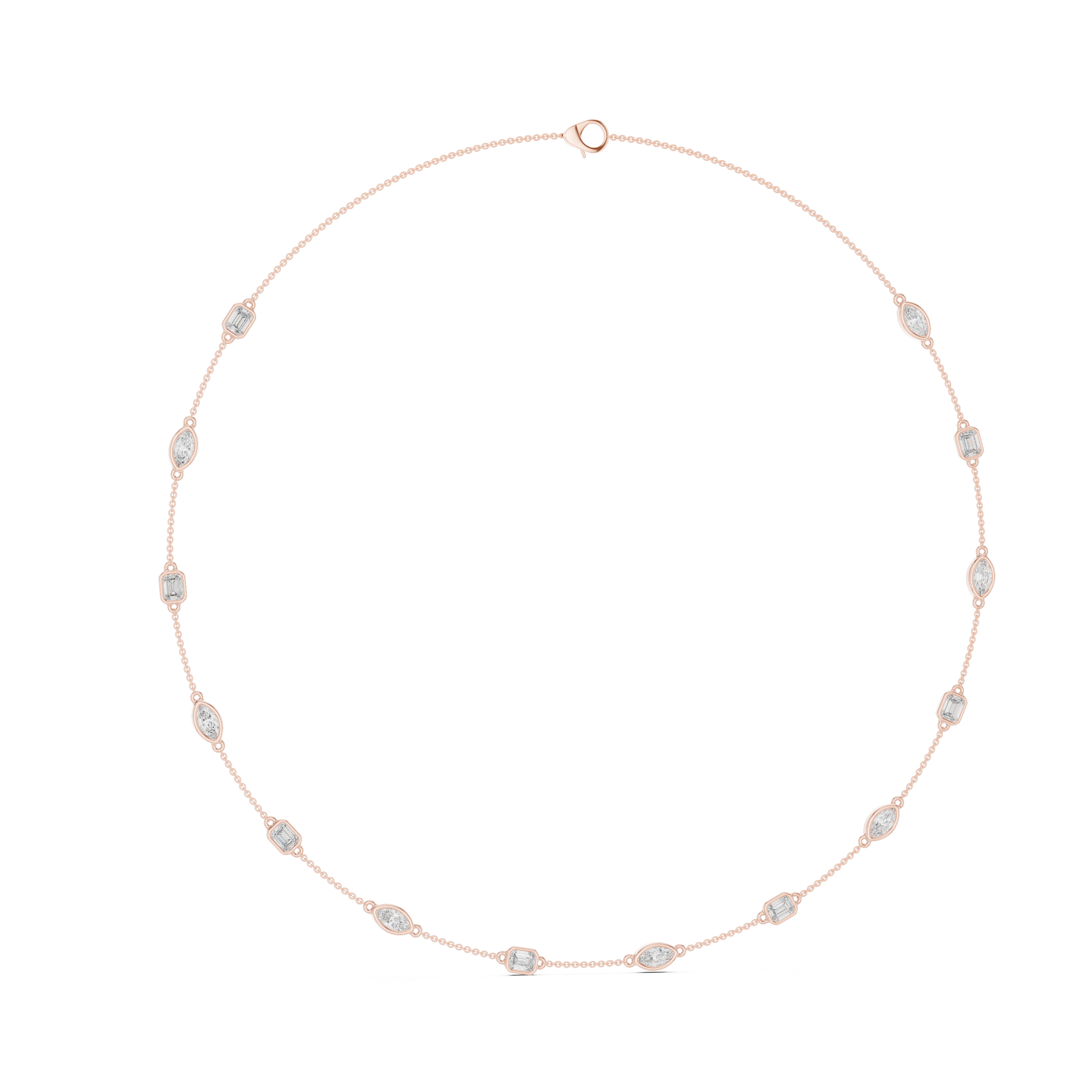 Luxury Mixed Cut Diamond Chain Necklace