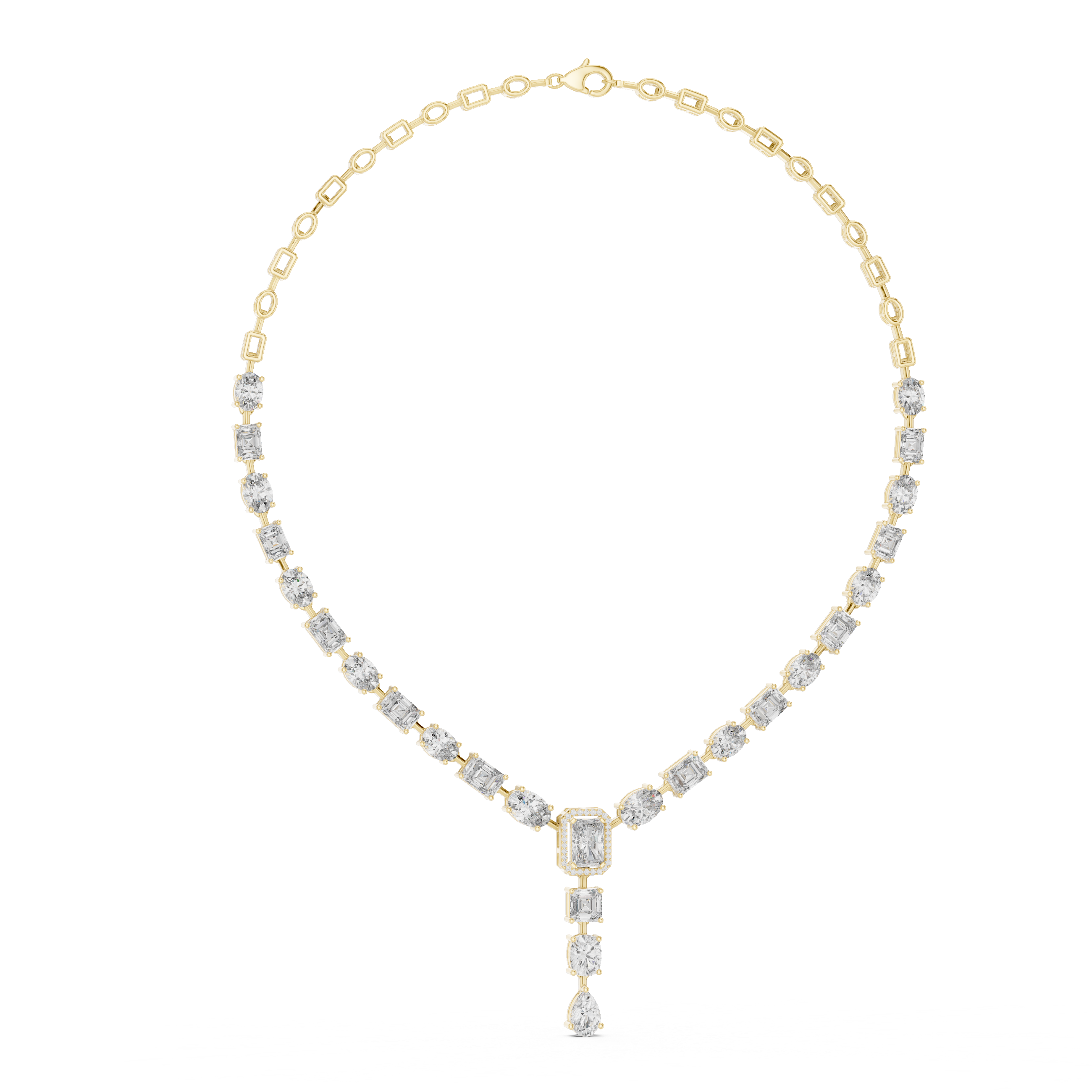 Elegant Multi Shape Drop Diamond Necklace