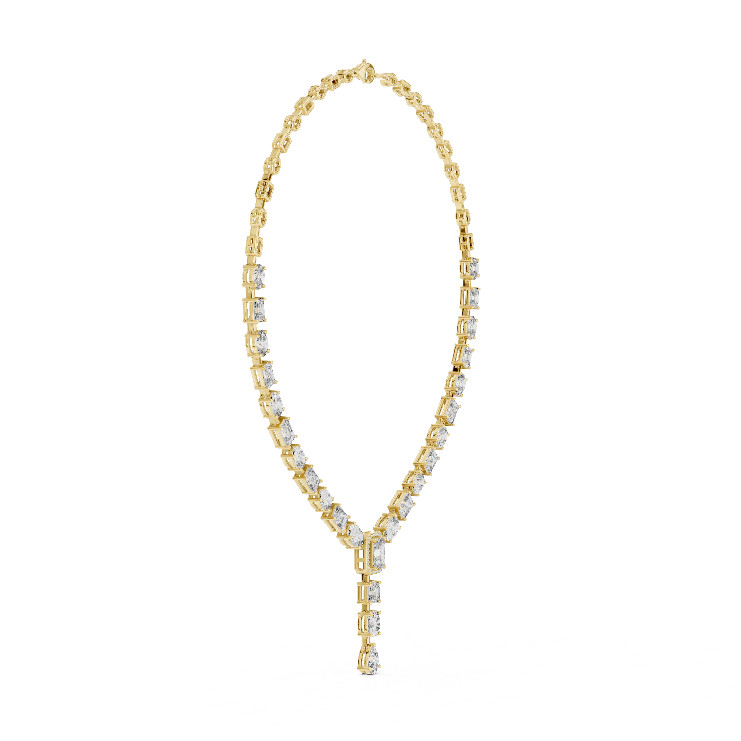 Elegant Multi Shape Drop Diamond Necklace