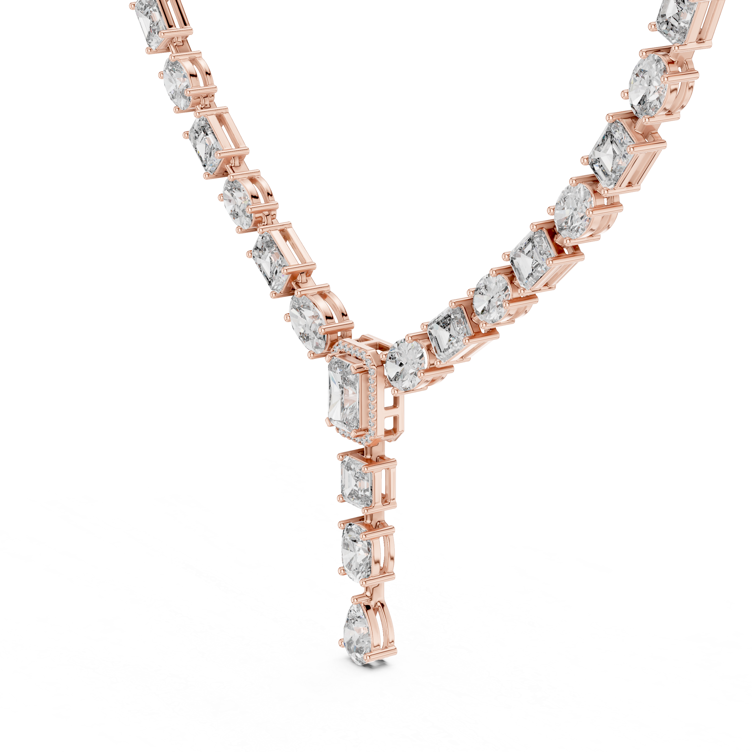 Luxury Multi Shape Diamond Drop Necklace