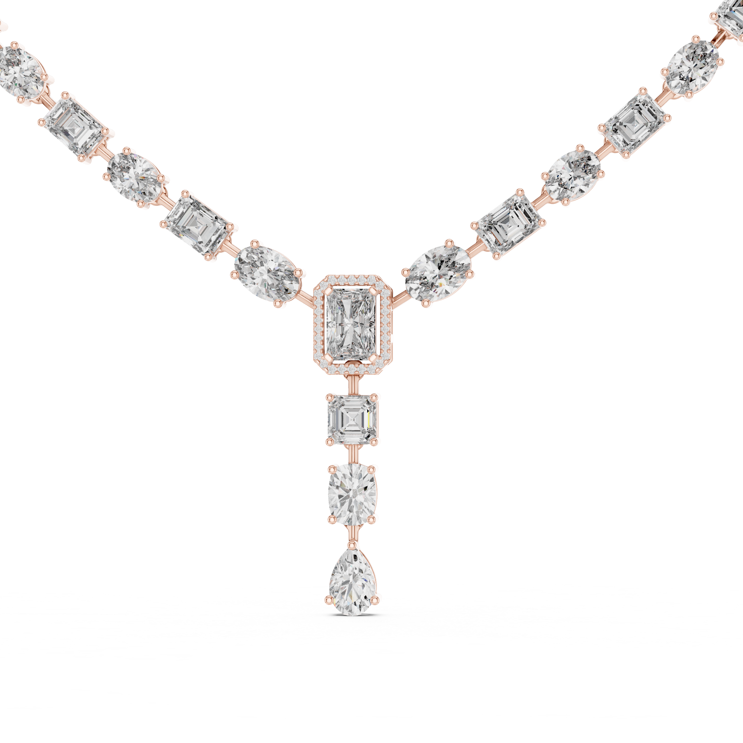 Luxury Multi Shape Diamond Drop Necklace