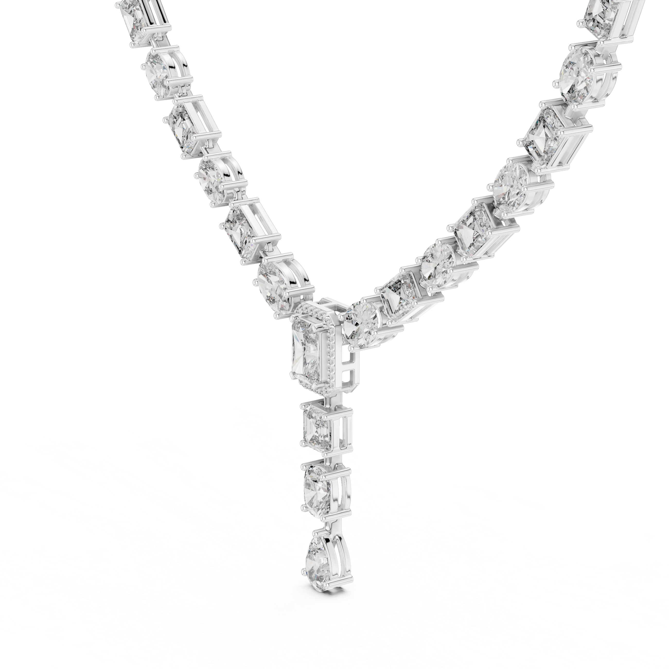 Luxury Multi Shape Diamond Drop Necklace