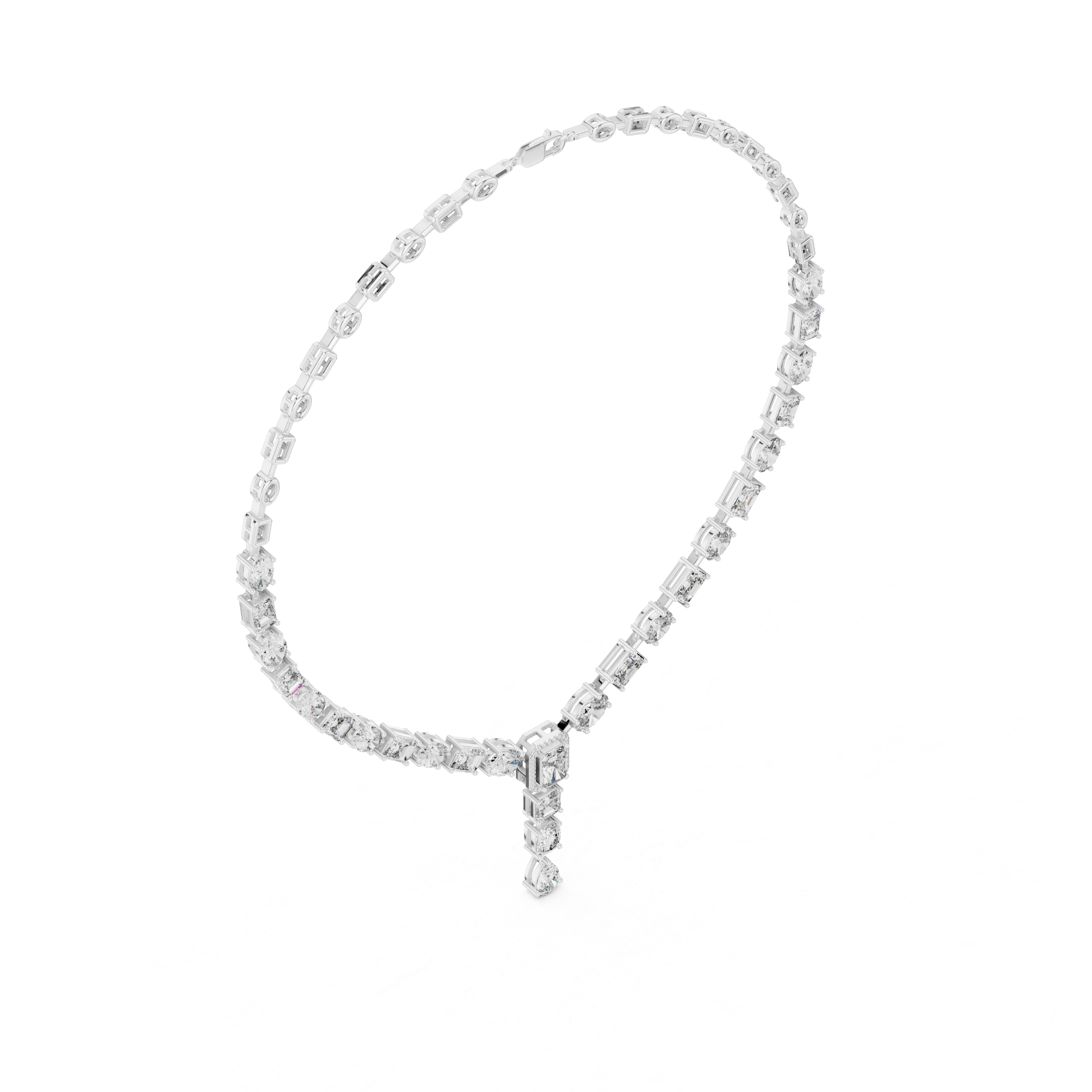 Luxury Multi Shape Diamond Drop Necklace