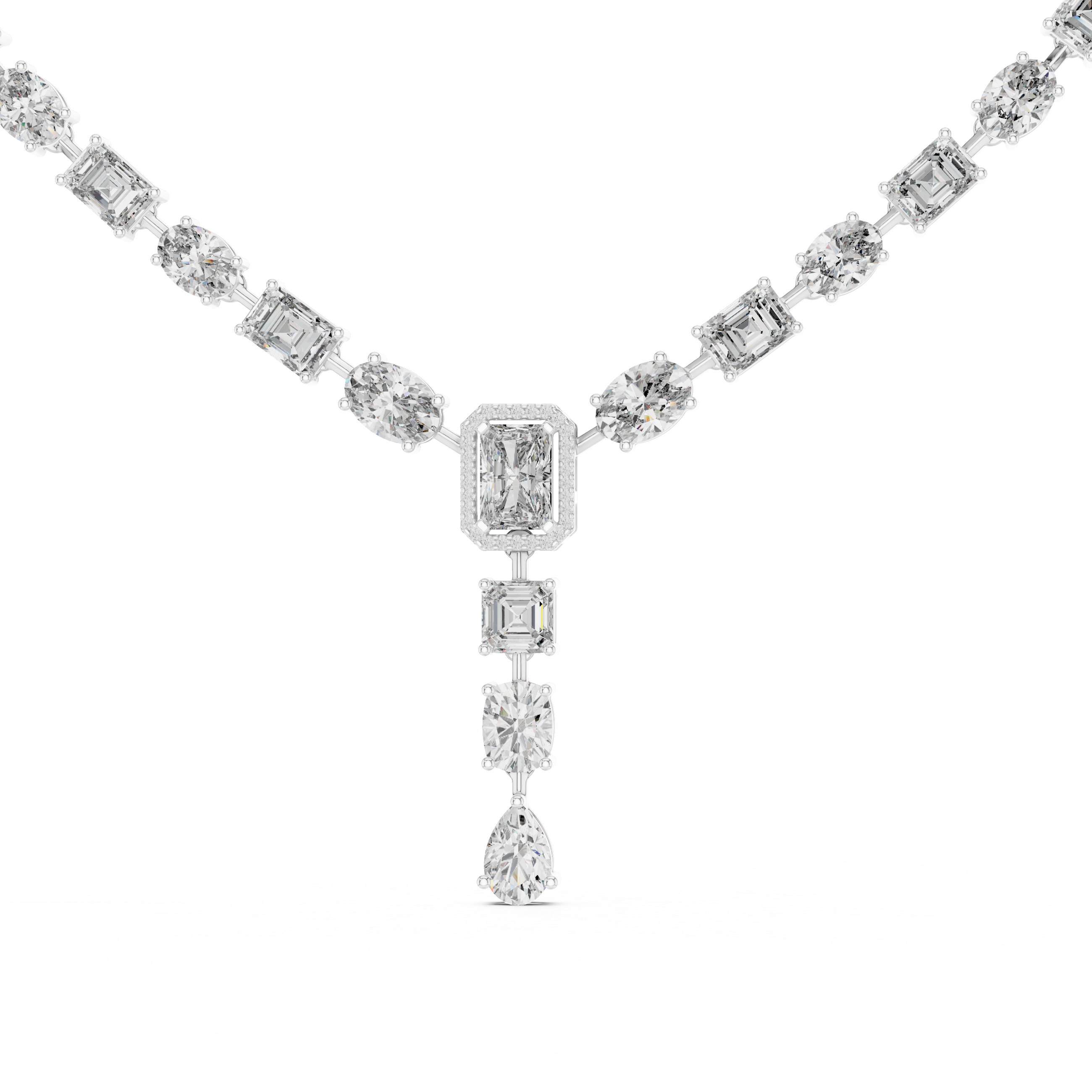 Luxury Multi Shape Diamond Drop Necklace