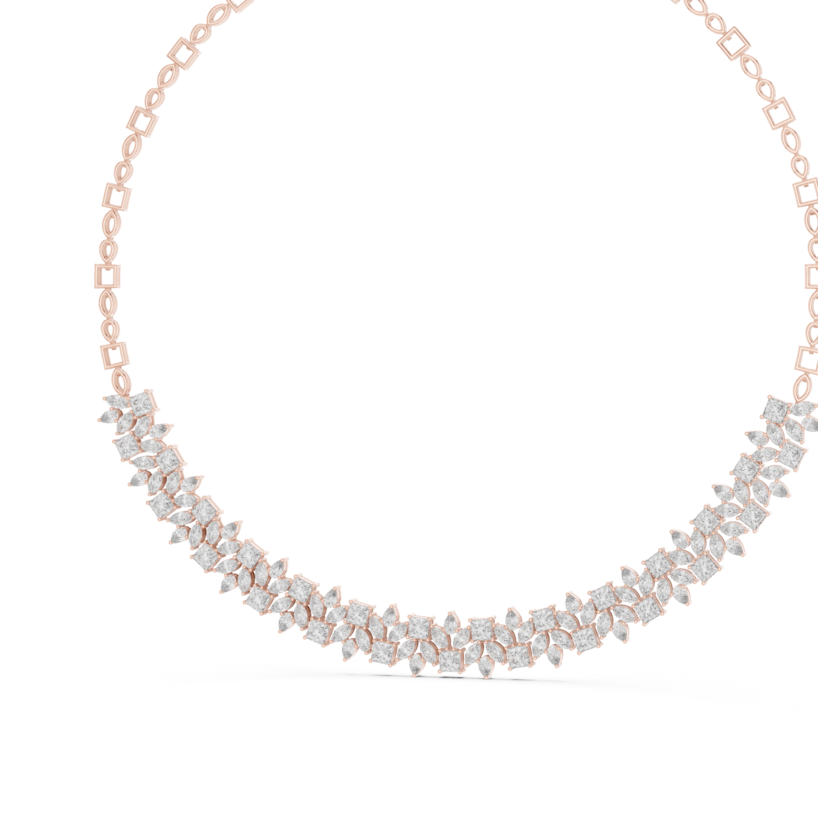 Floral Cluster Multi Shape Diamond Necklace