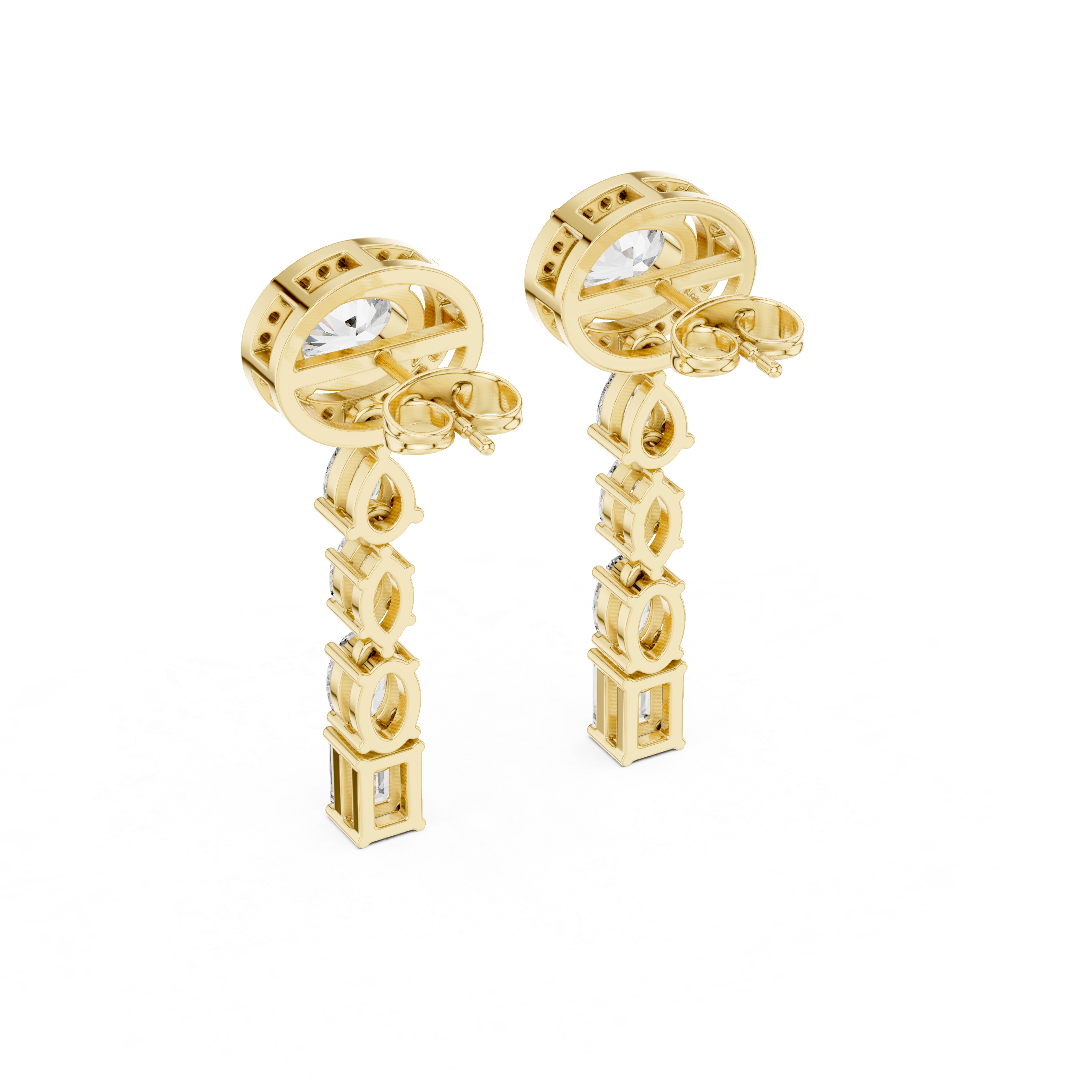Oval Halo Multi-Shape Diamond Drop Earrings
