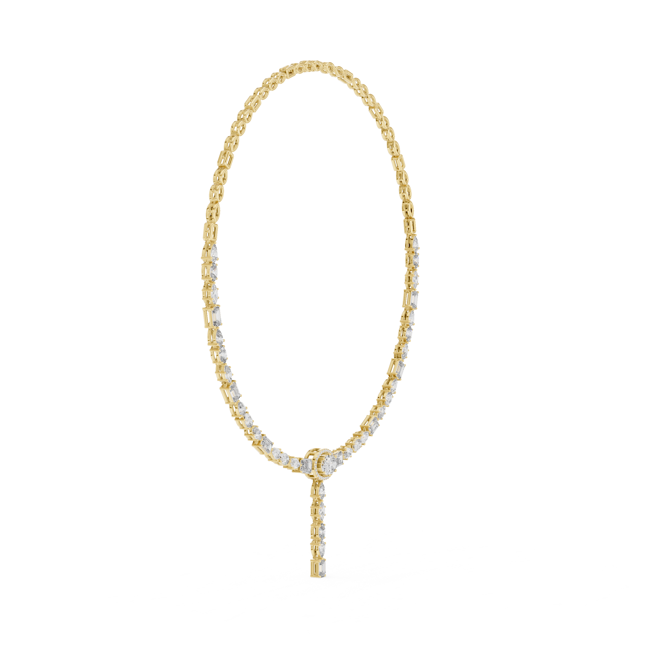Elegant Multi Shape Drop Diamond Necklace