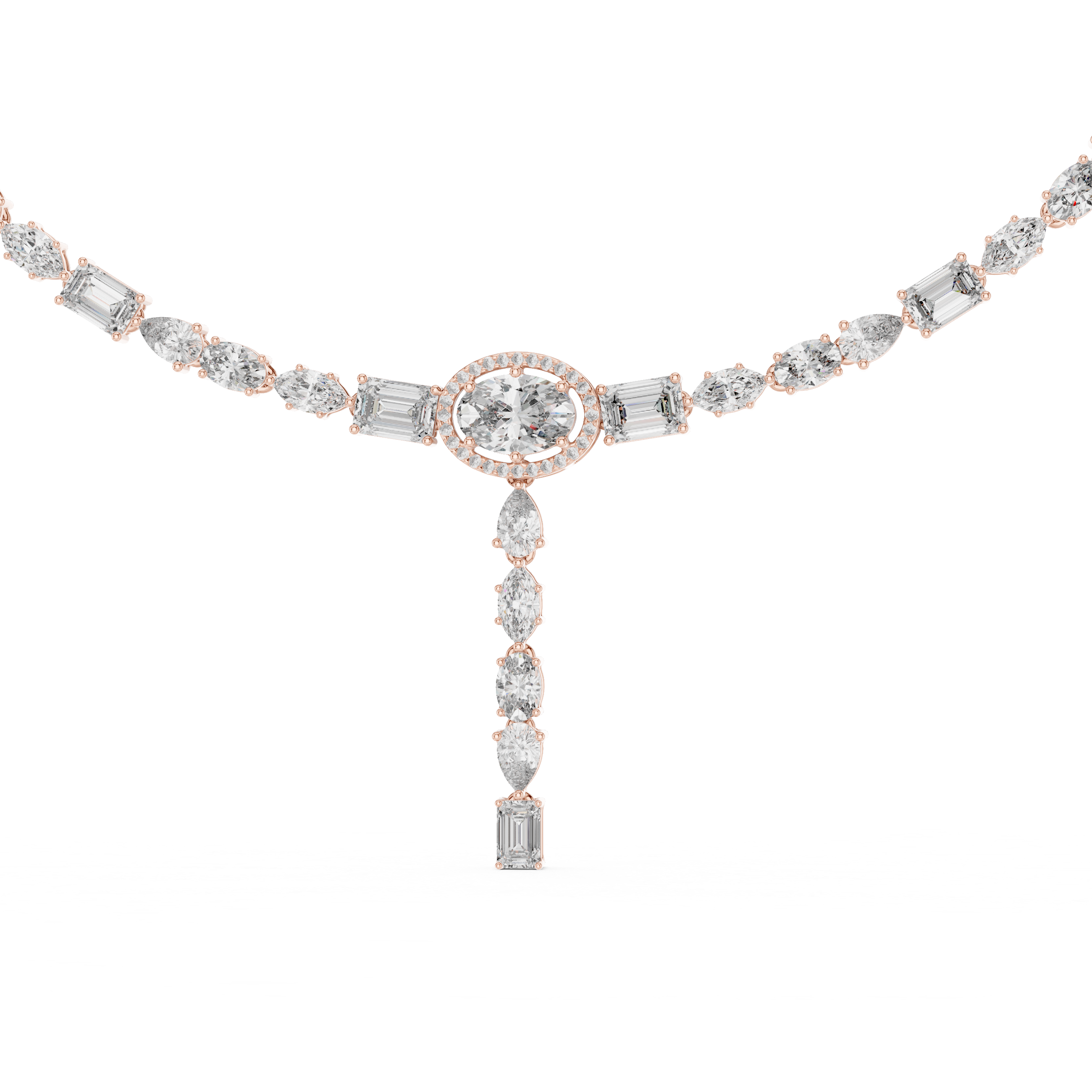 Luxury Halo Drop Diamond Necklace