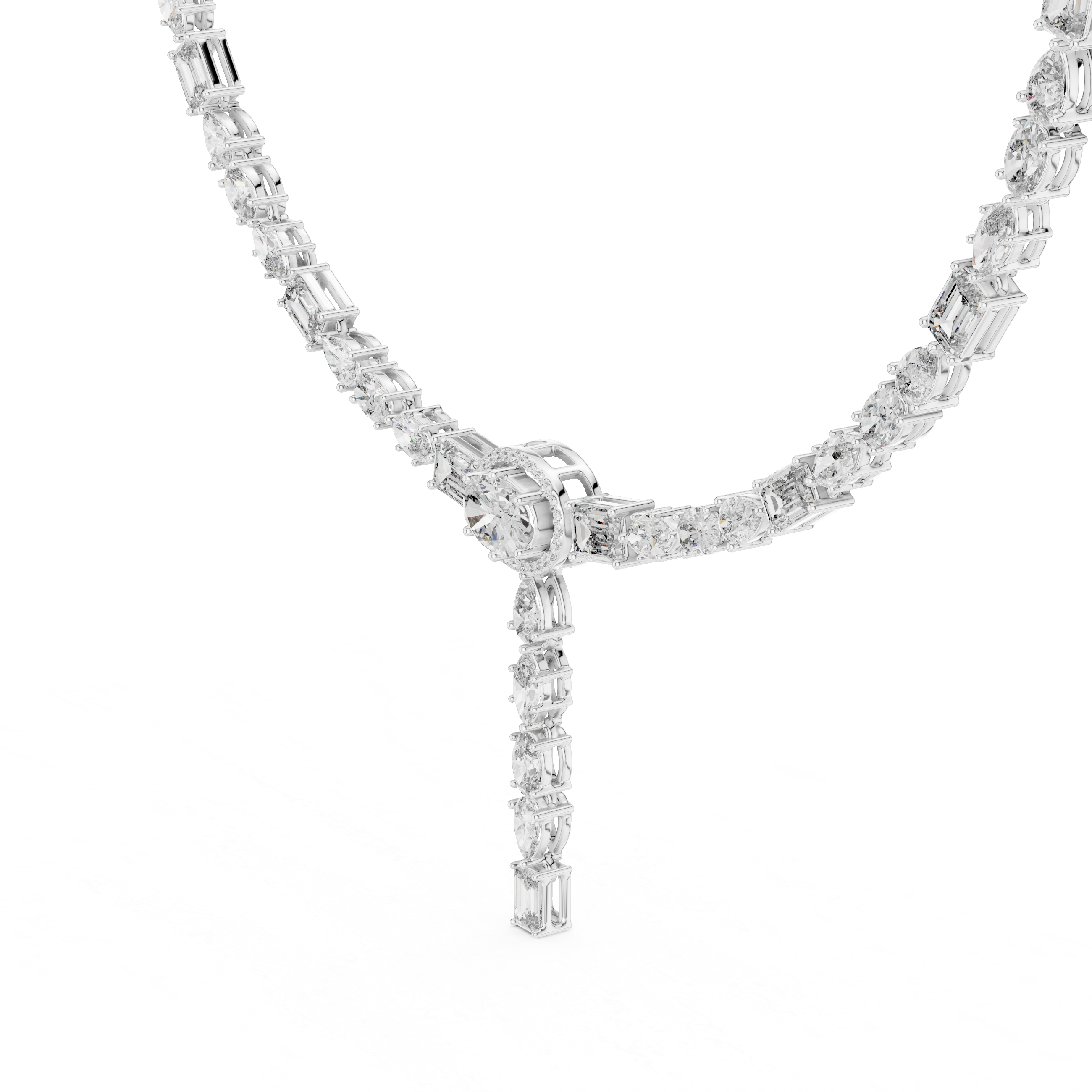 Luxury Halo Drop Diamond Necklace