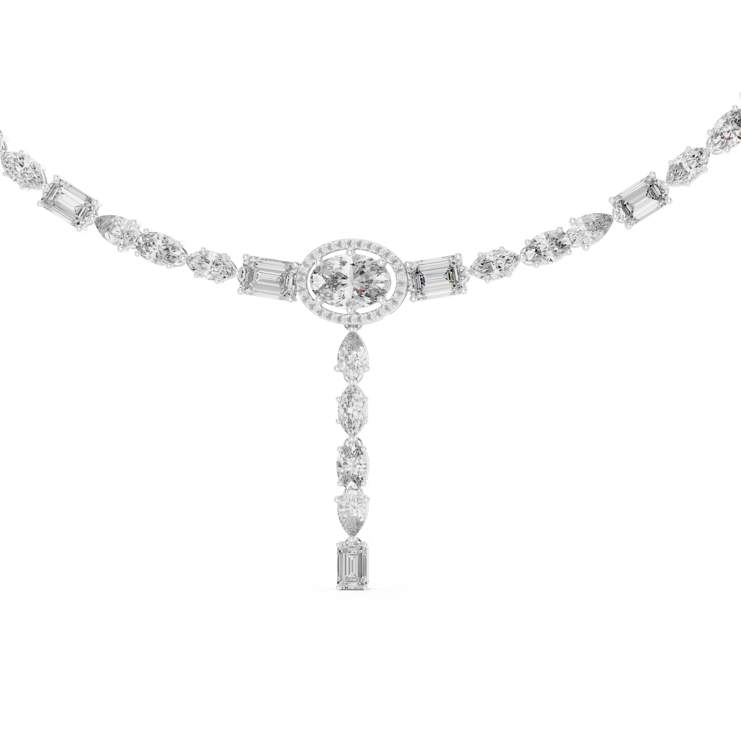 Luxury Halo Drop Diamond Necklace
