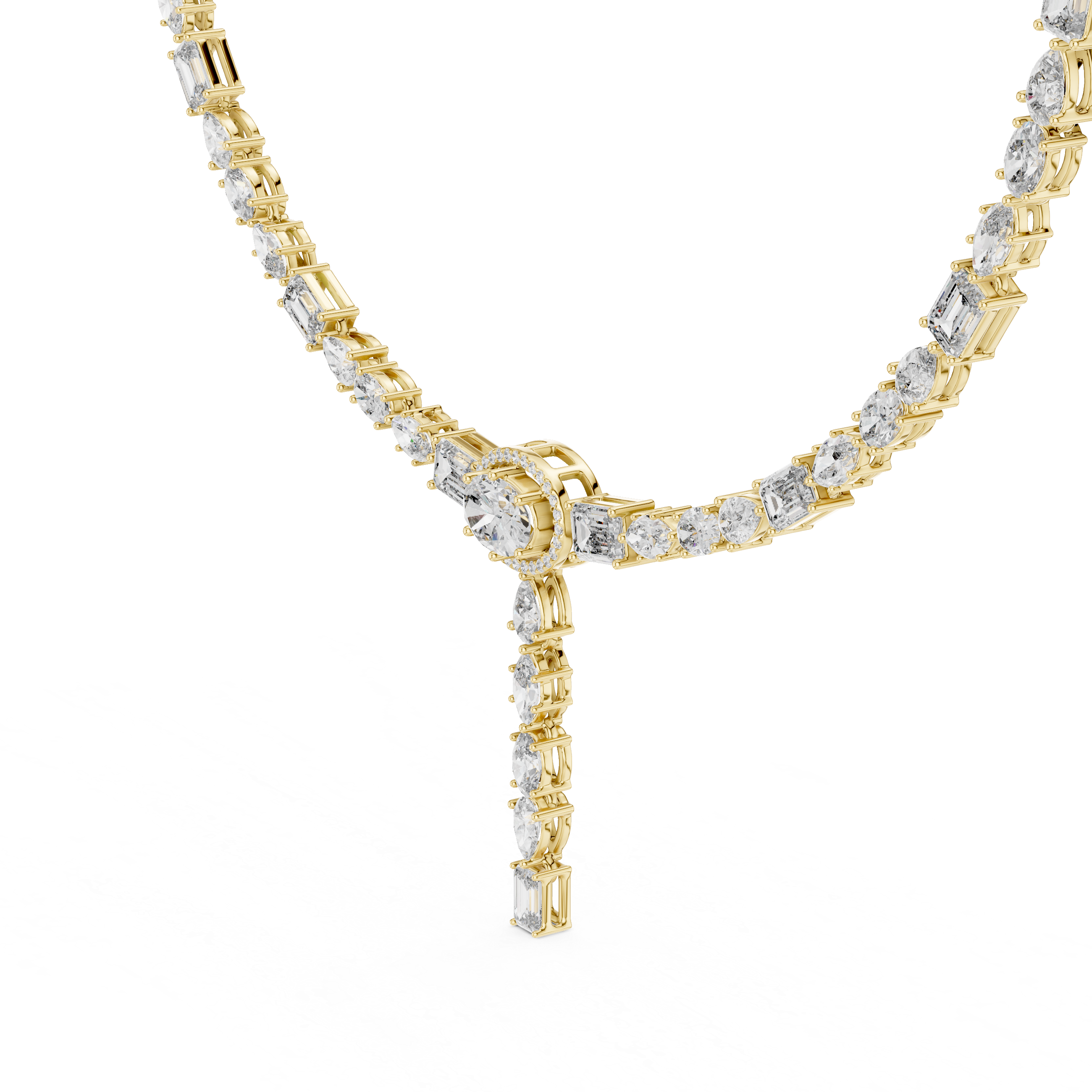 Luxury Halo Drop Diamond Necklace