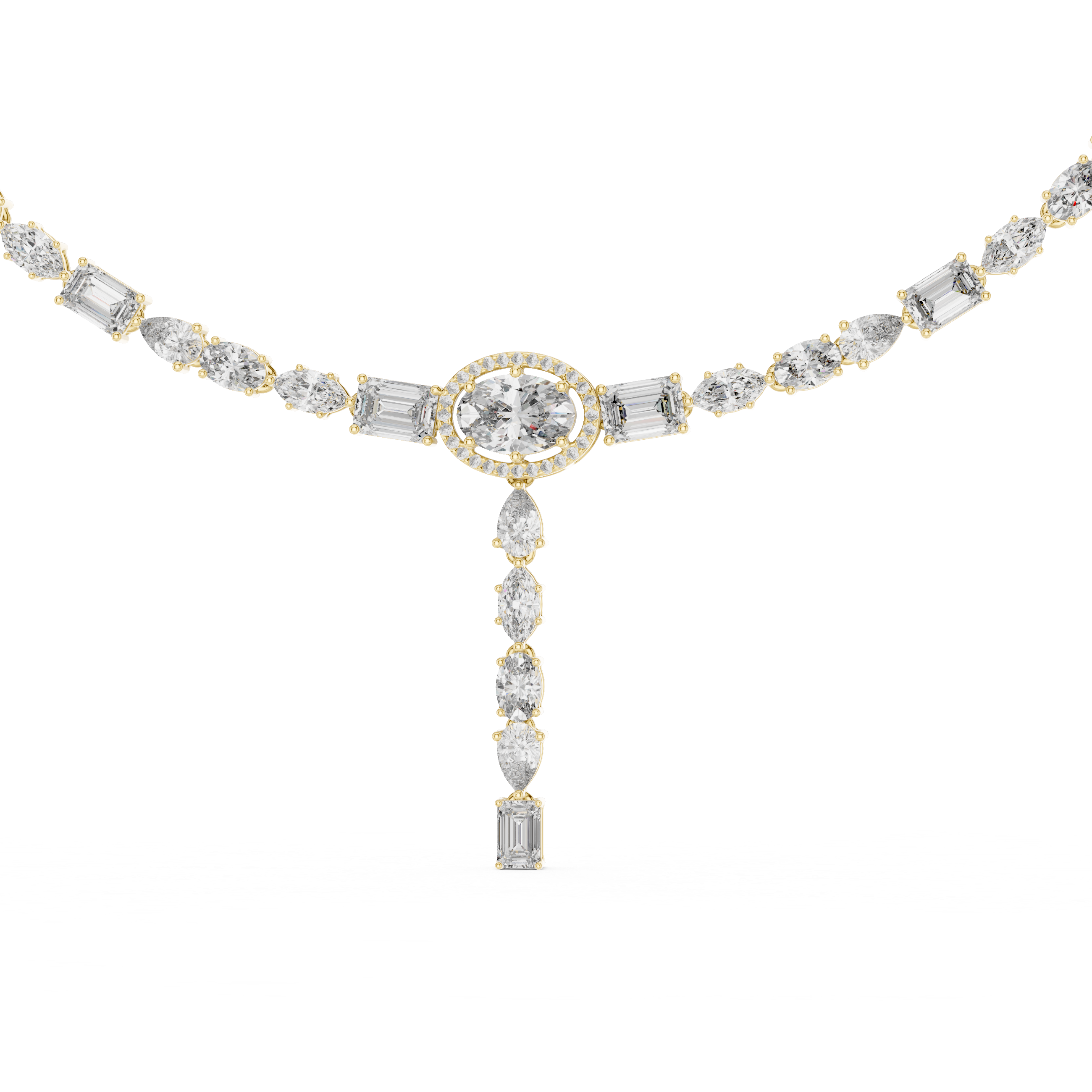 Luxury Halo Drop Diamond Necklace