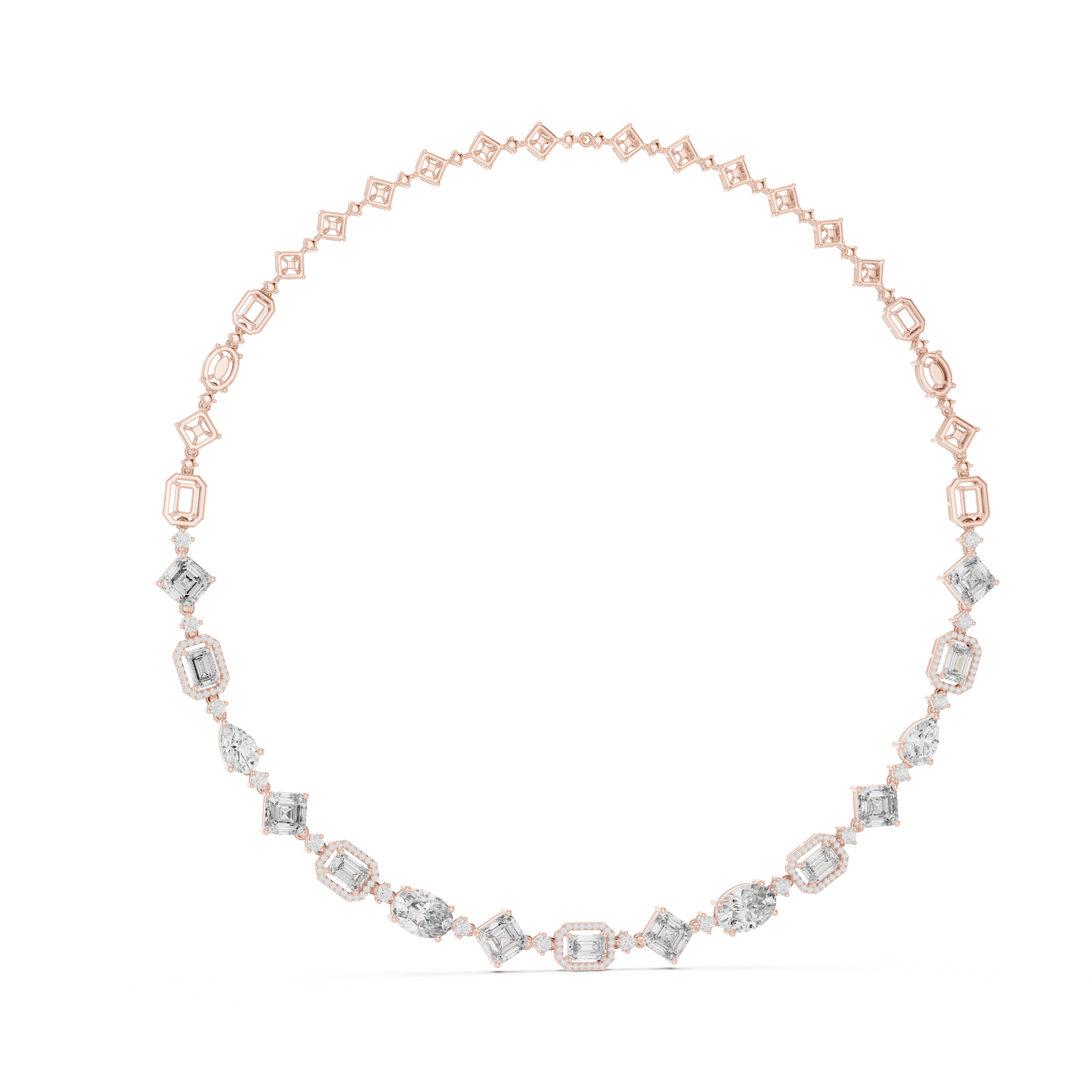 Multi Shape Diamond Statement Necklace
