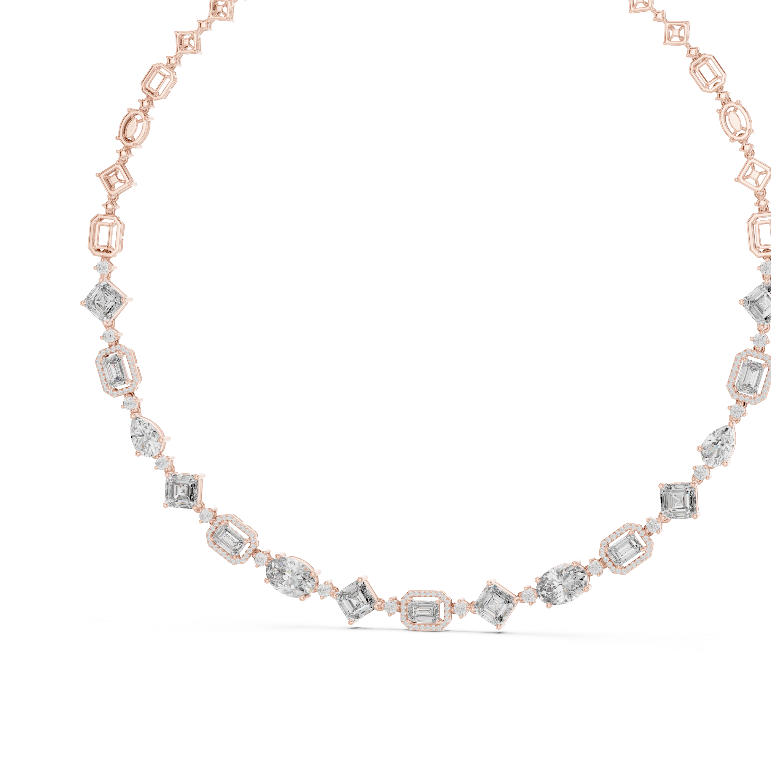 Multi Shape Diamond Statement Necklace