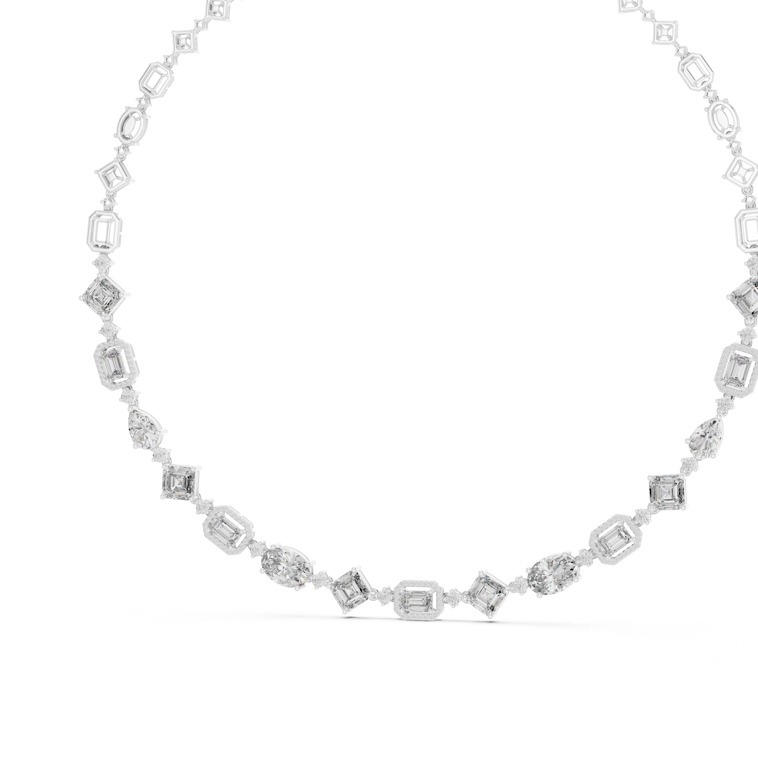 Multi Shape Diamond Statement Necklace