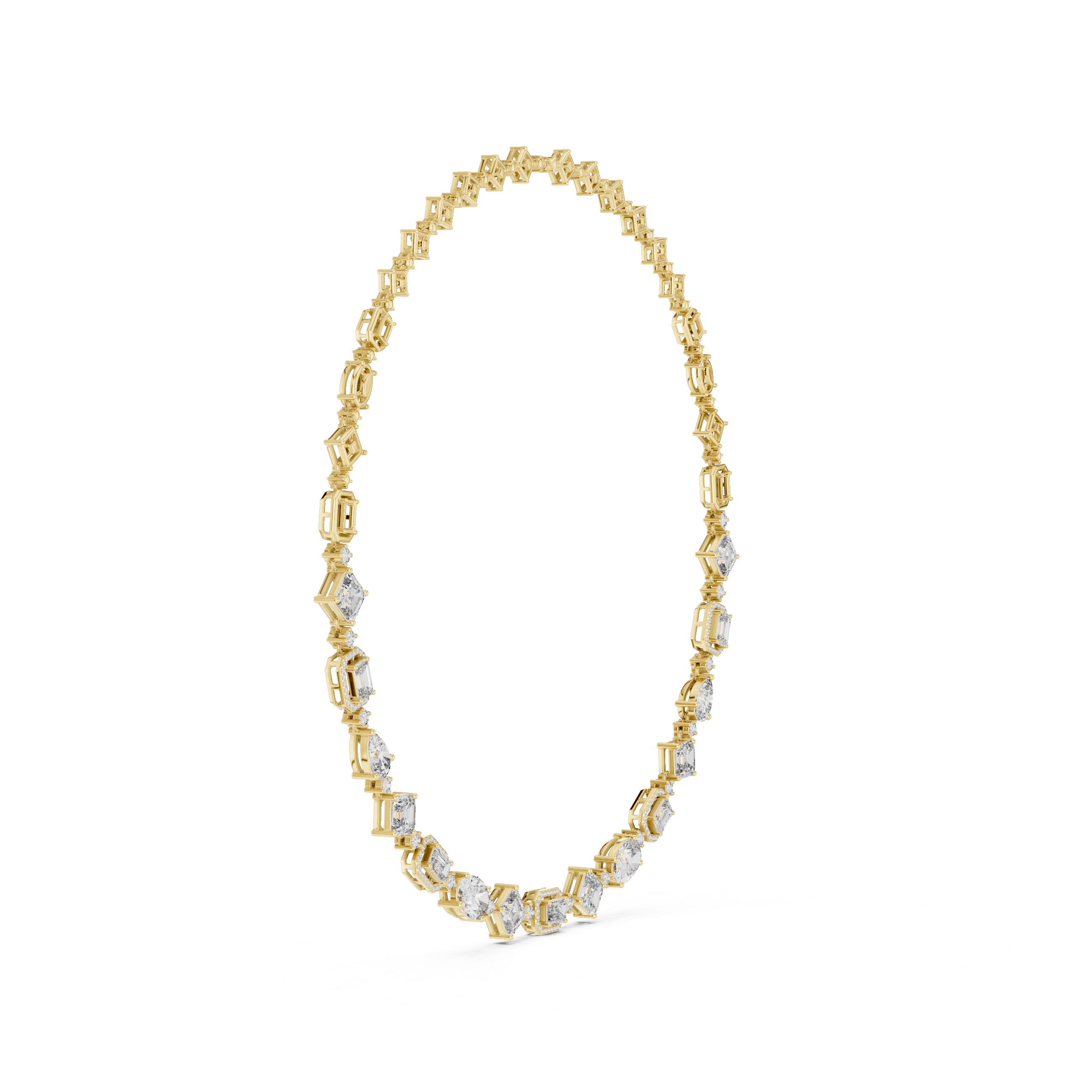 Multi Shape Diamond Statement Necklace