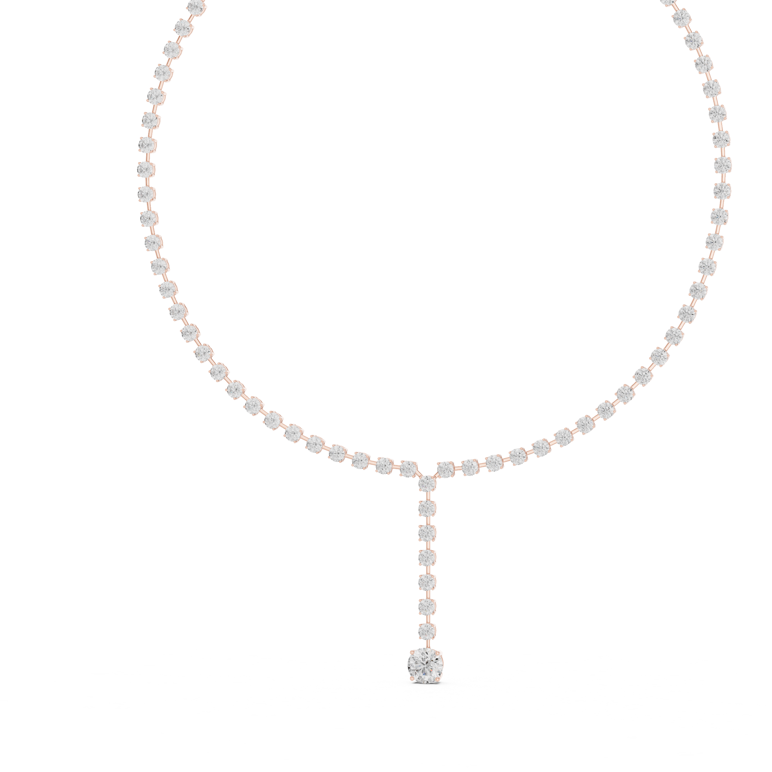 Minimalist Y-Drop Diamond Tennis Necklace