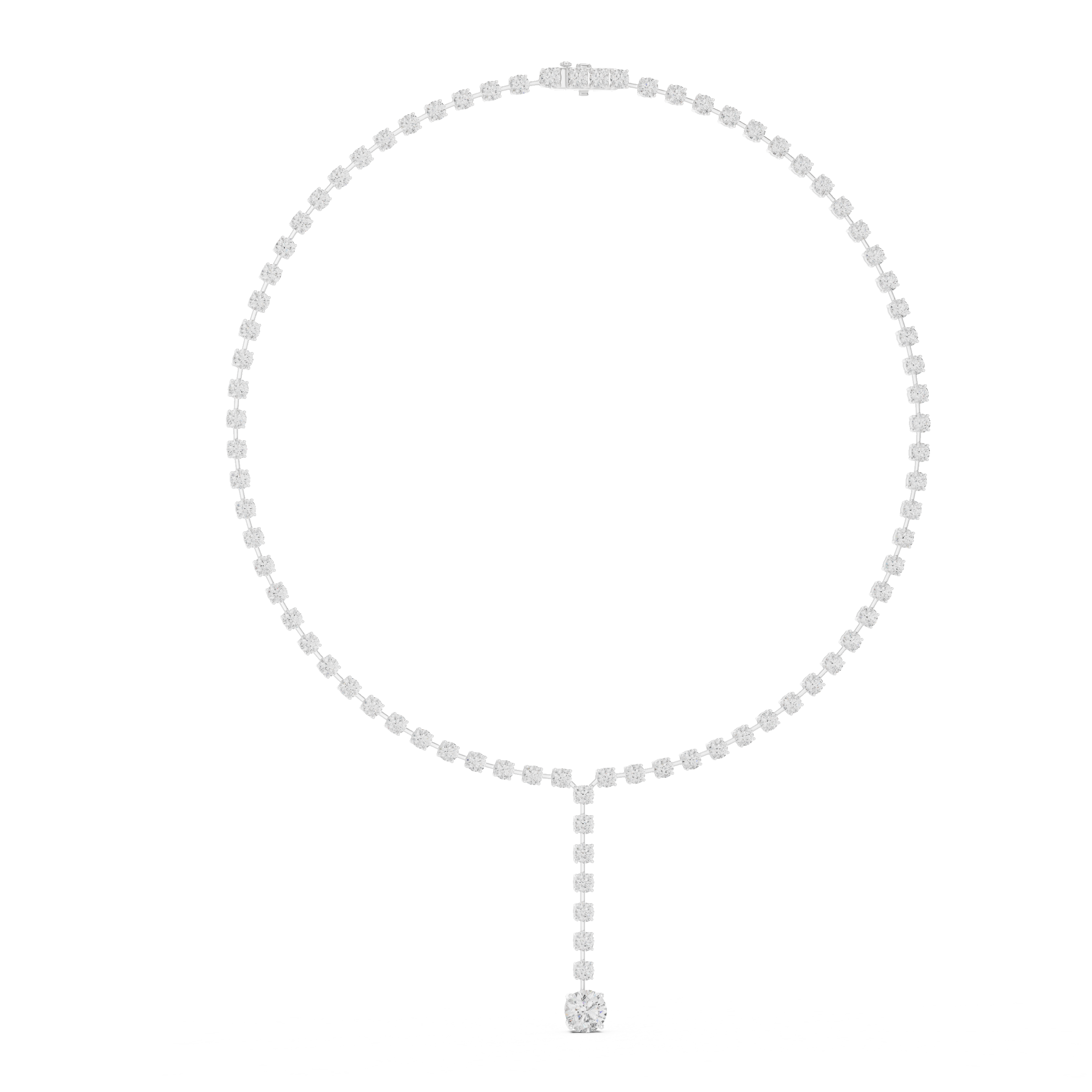 Minimalist Y-Drop Diamond Tennis Necklace