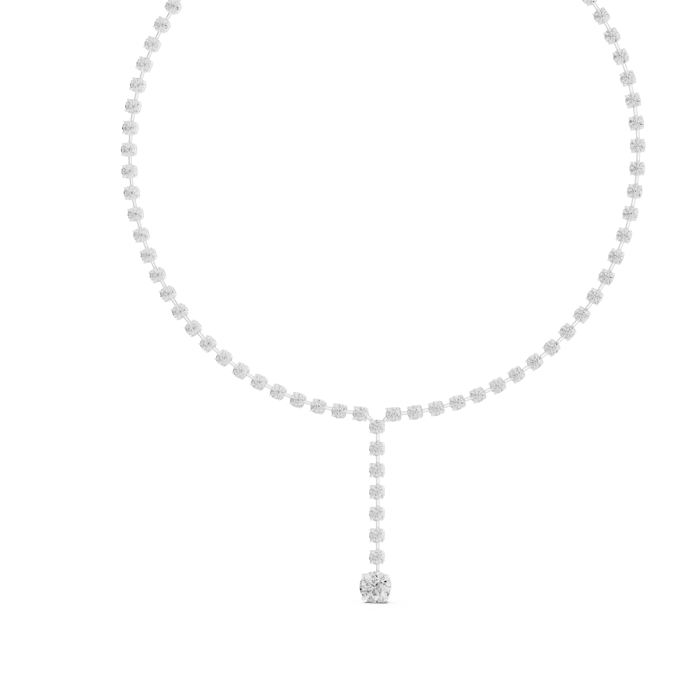 Minimalist Y-Drop Diamond Tennis Necklace