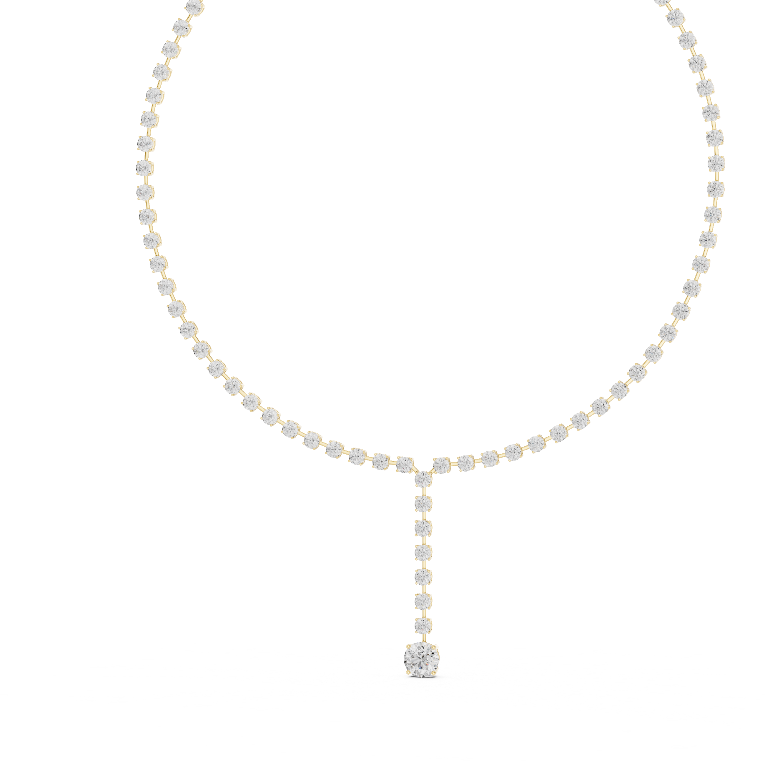 Minimalist Y-Drop Diamond Tennis Necklace