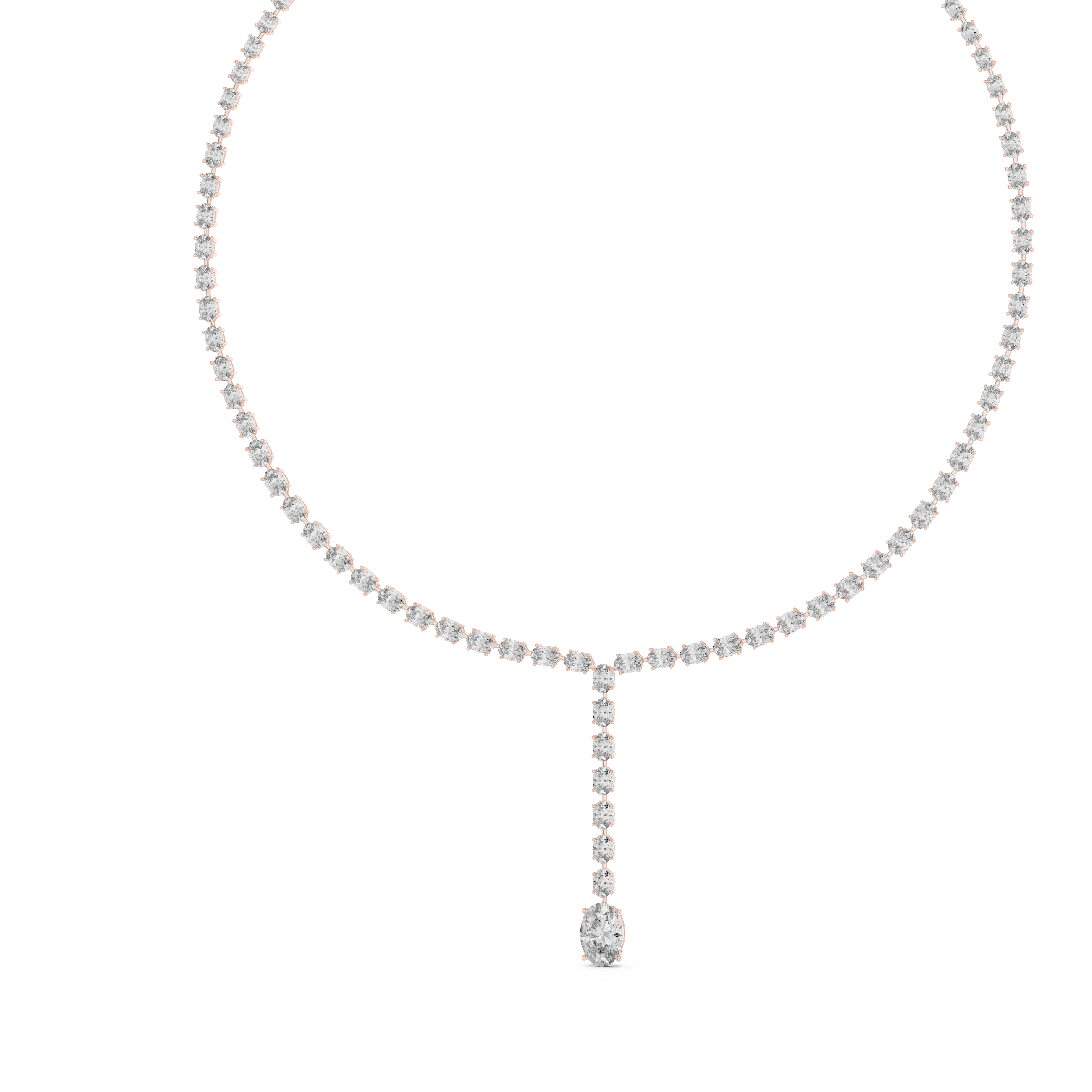 Elegant Y-Drop Tennis Necklace with Oval Accent