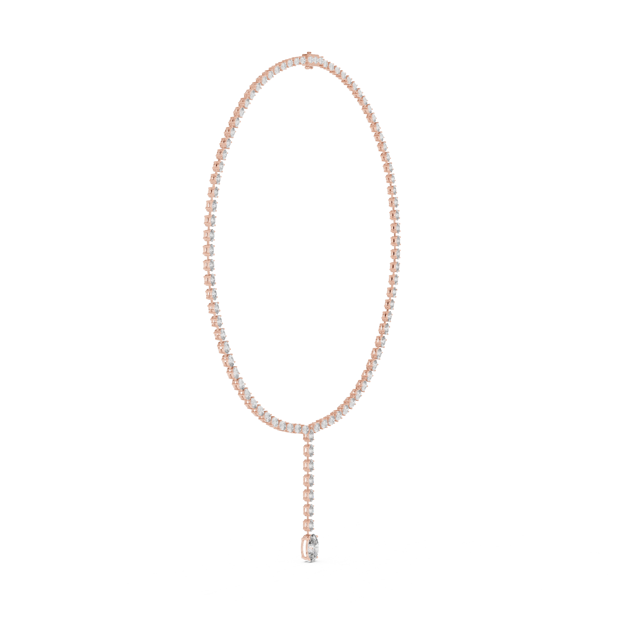 Elegant Y-Drop Tennis Necklace with Oval Accent