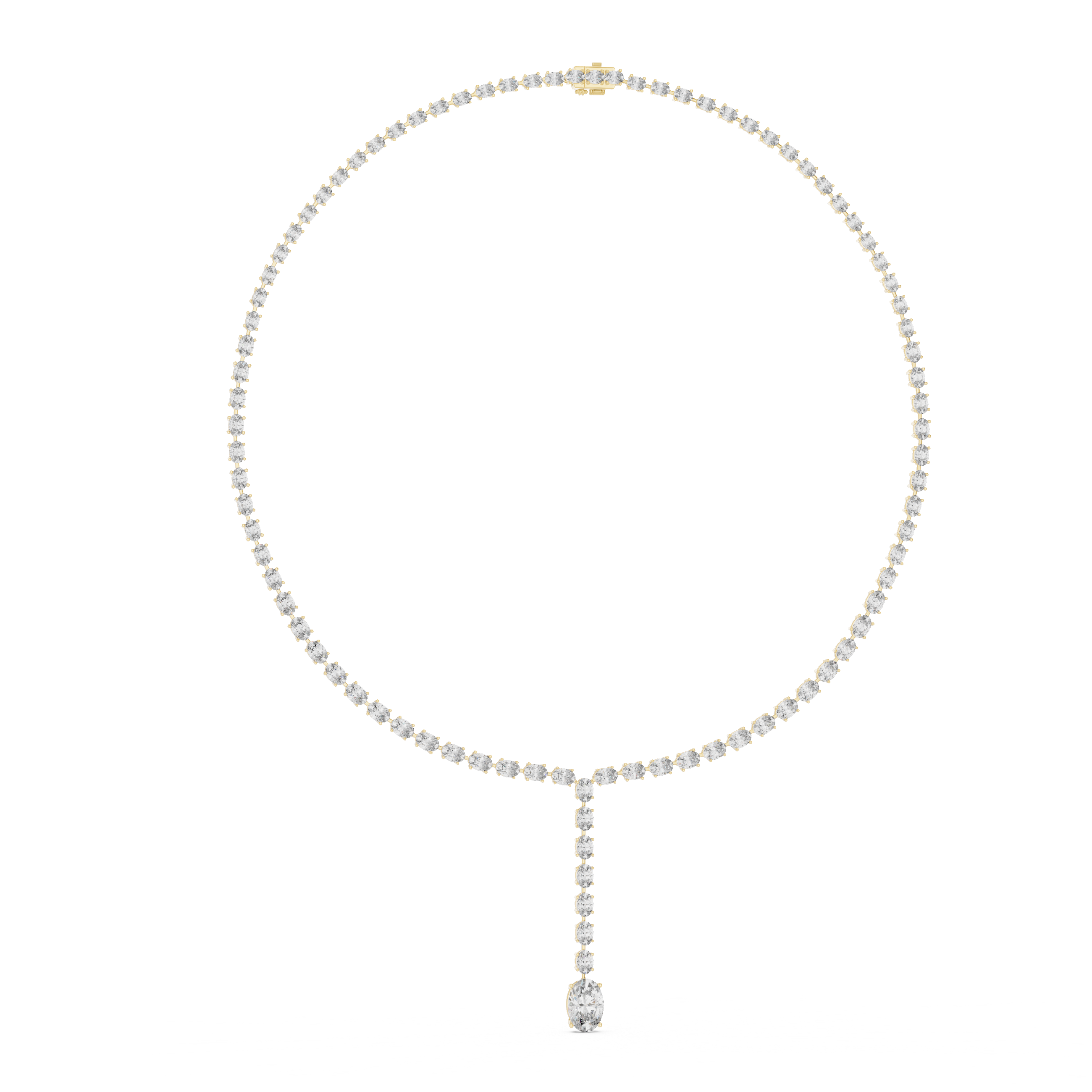 Elegant Y-Drop Tennis Necklace with Oval Accent