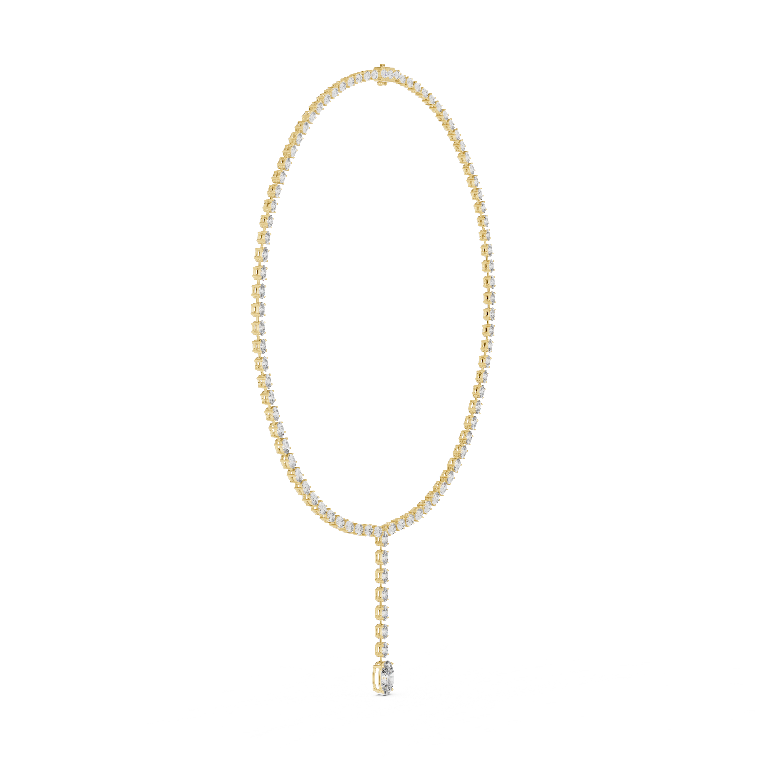 Elegant Y-Drop Tennis Necklace with Oval Accent