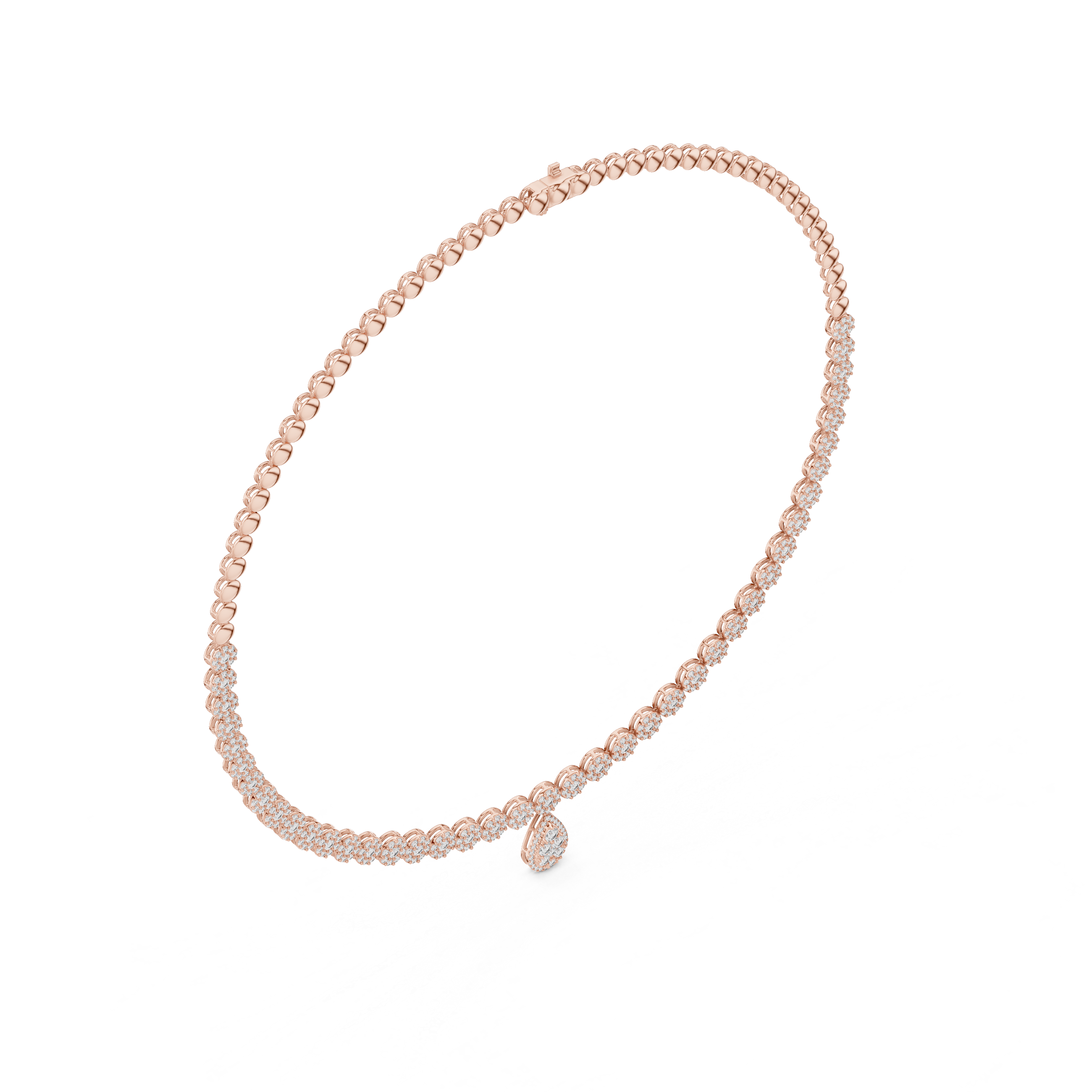 Luxury Diamond Cluster Drop Necklace