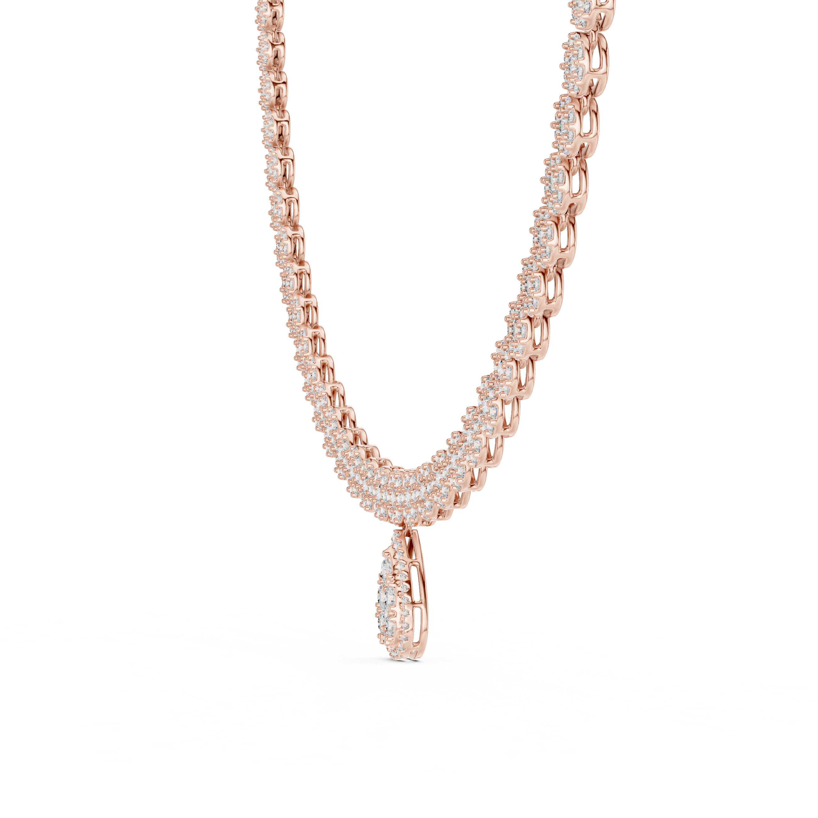 Luxury Diamond Cluster Drop Necklace