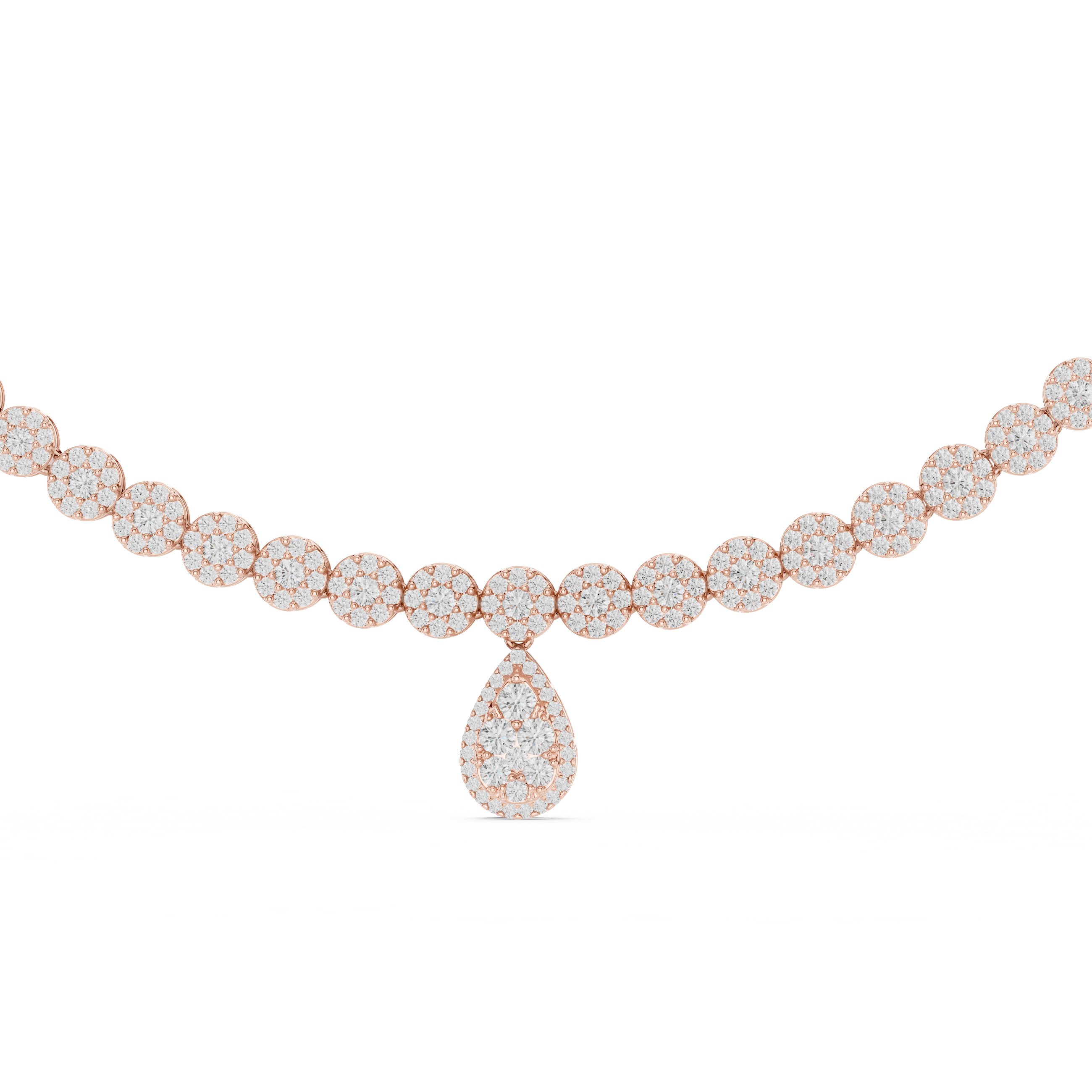 Luxury Diamond Cluster Drop Necklace