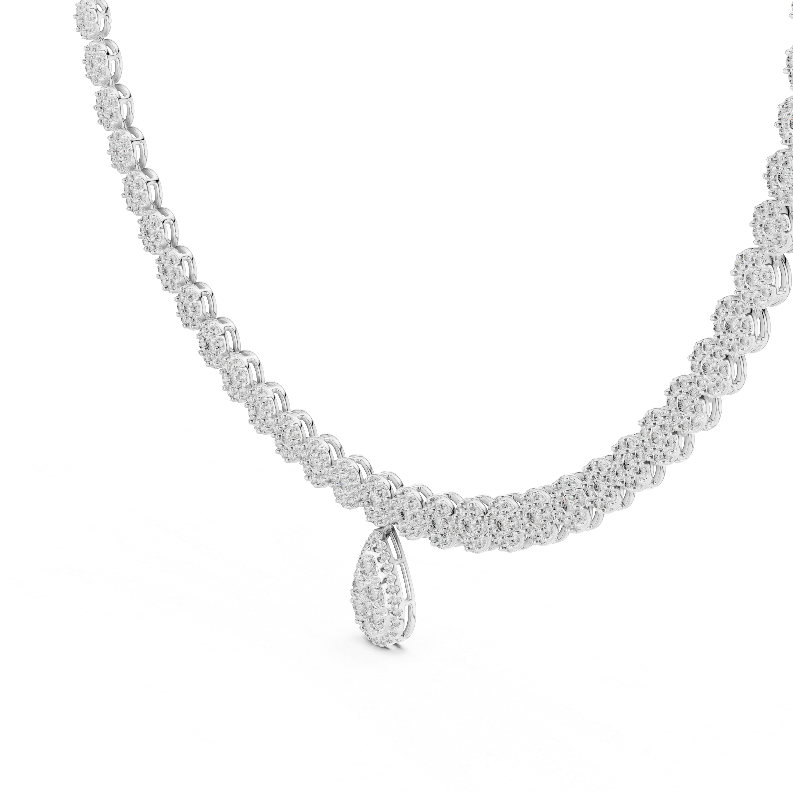 Luxury Diamond Cluster Drop Necklace
