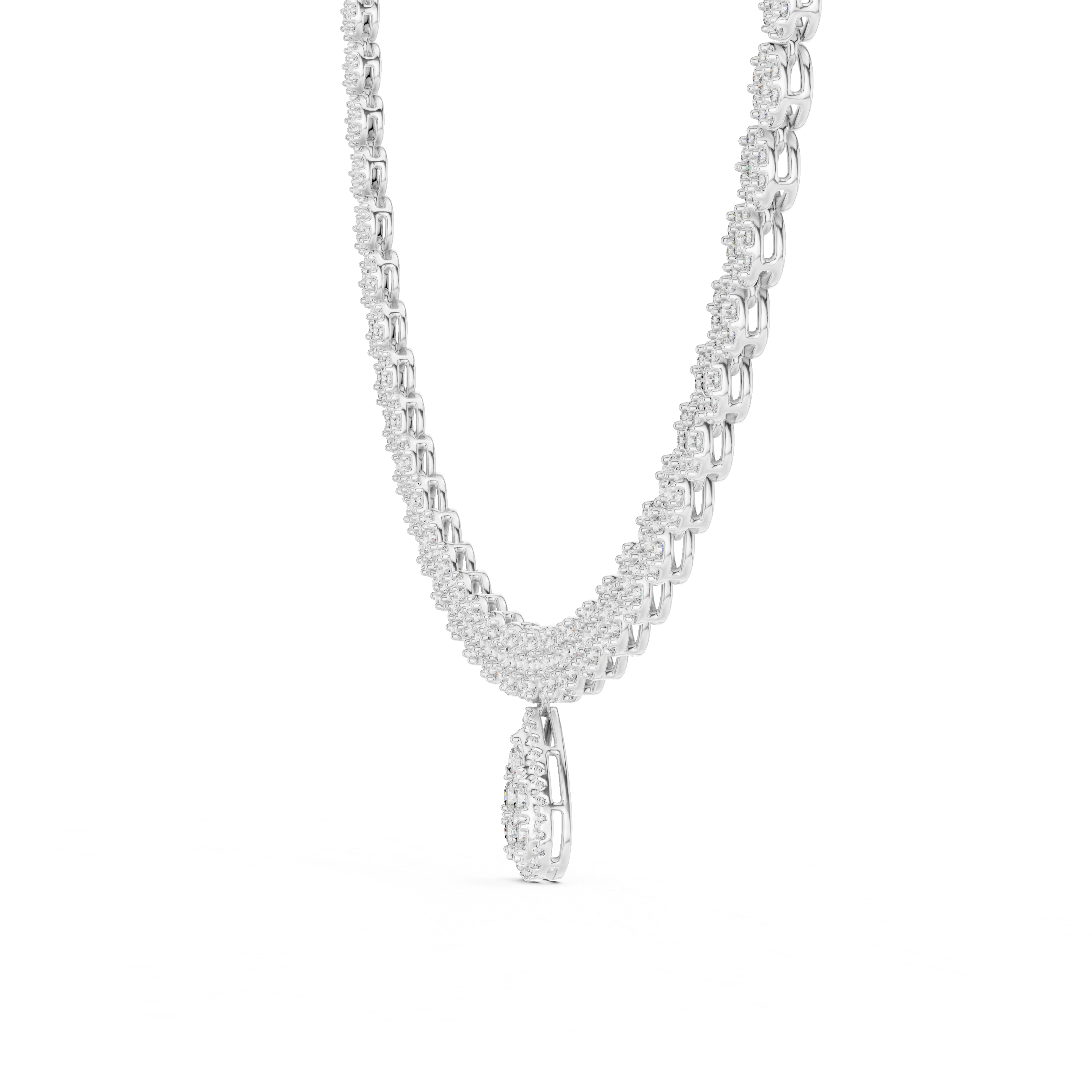 Luxury Diamond Cluster Drop Necklace