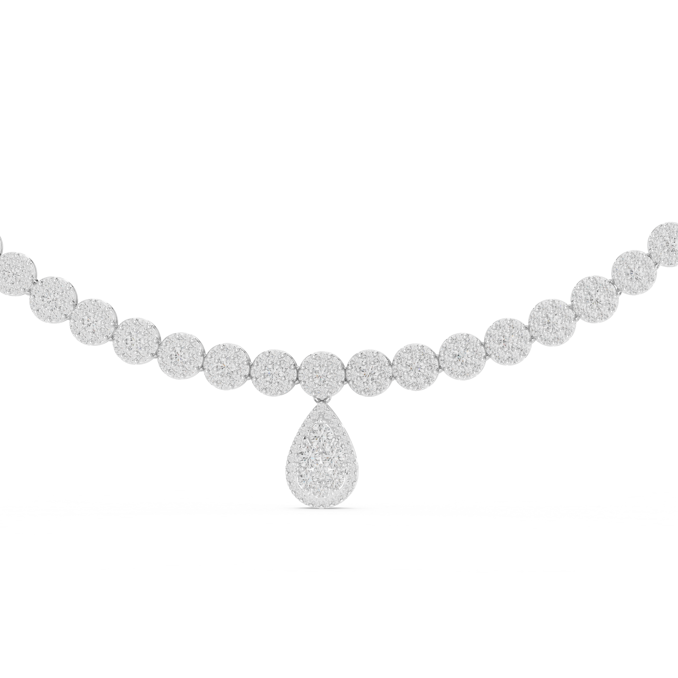 Luxury Diamond Cluster Drop Necklace