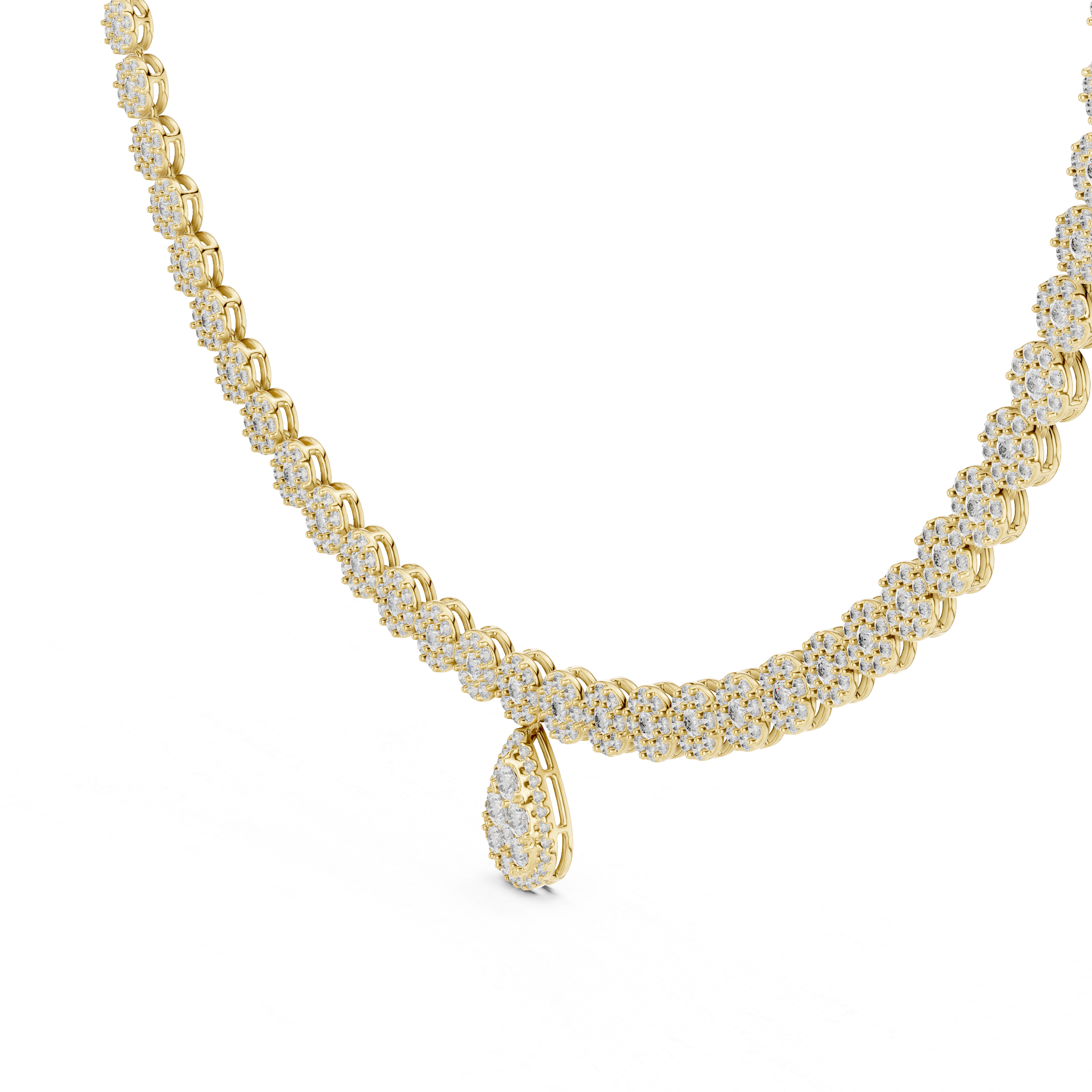Luxury Diamond Cluster Drop Necklace