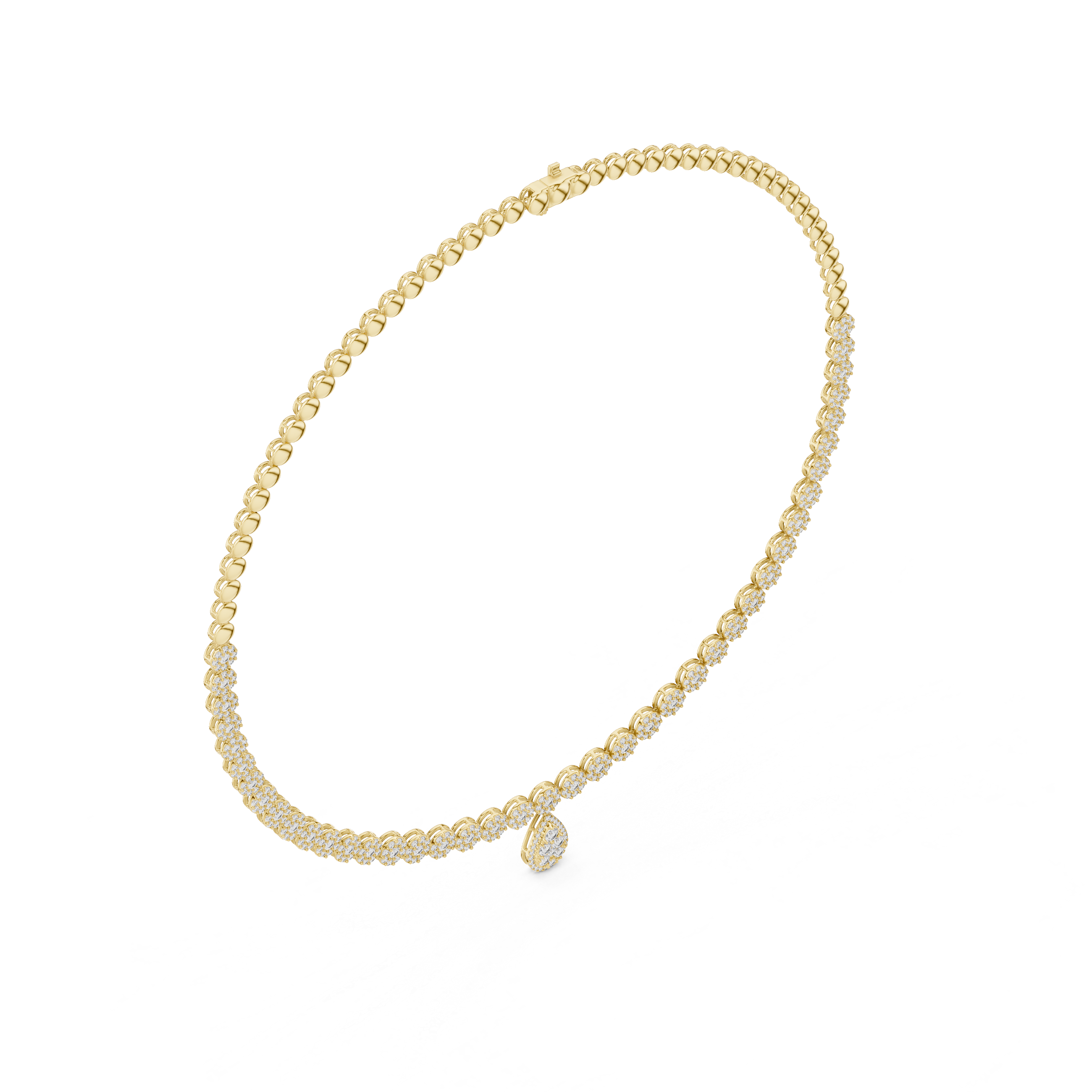 Luxury Diamond Cluster Drop Necklace