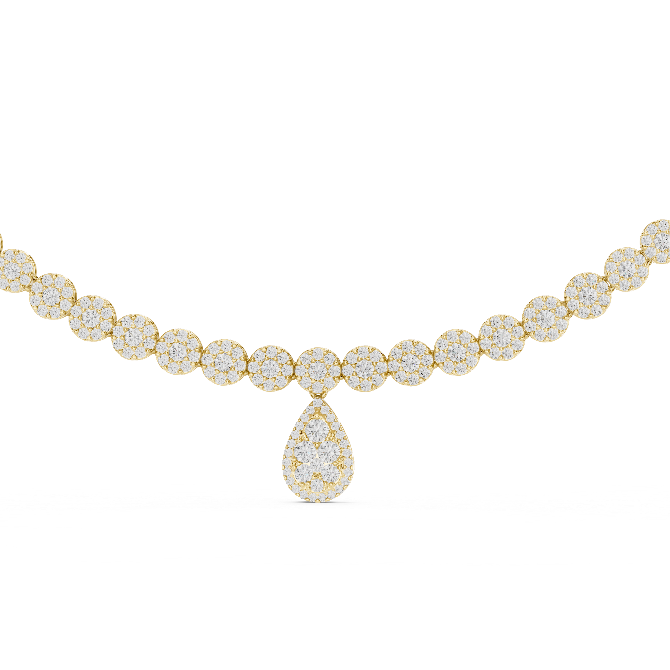 Luxury Diamond Cluster Drop Necklace