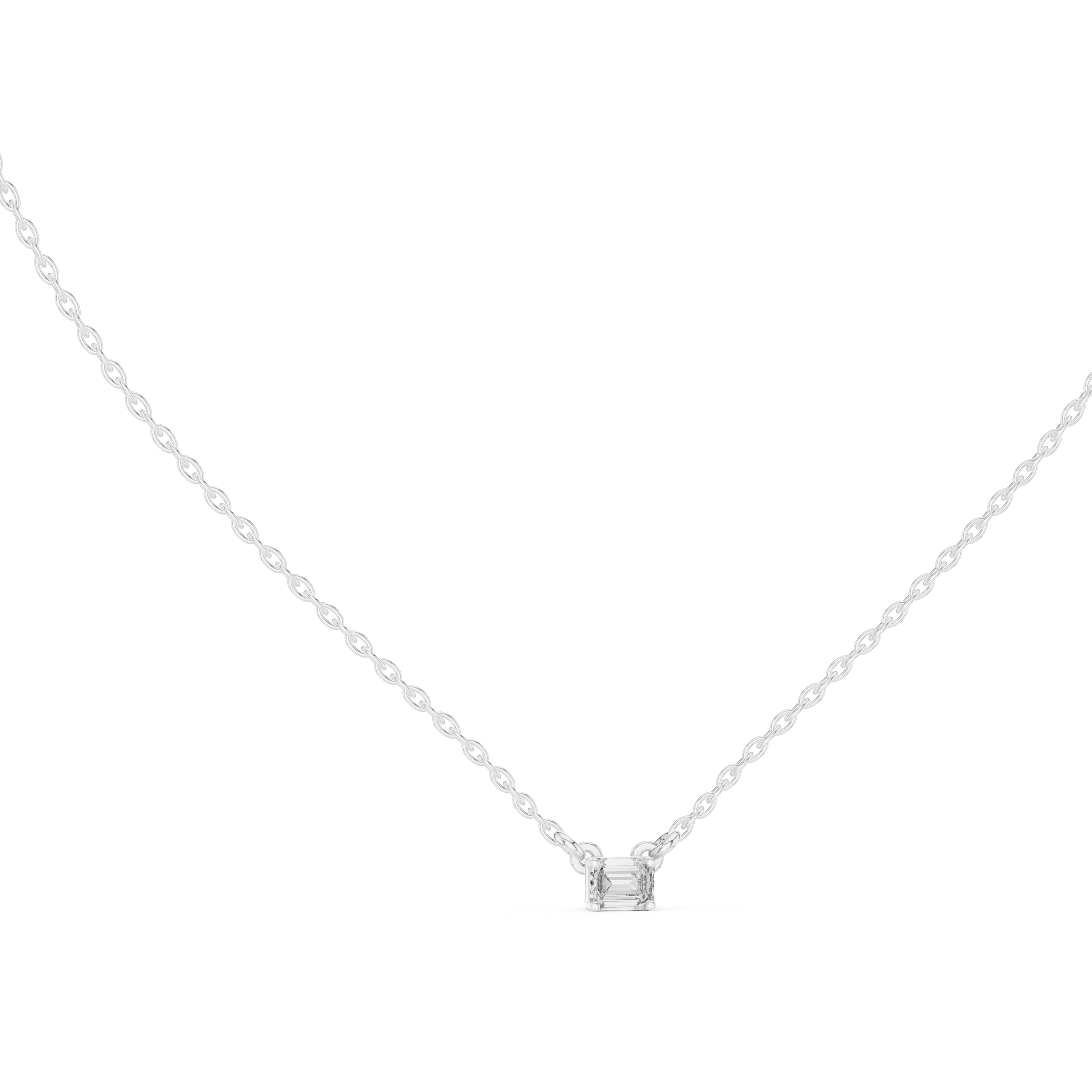 Minimal Emerald Cut Solitaire Diamond Pendant Necklace