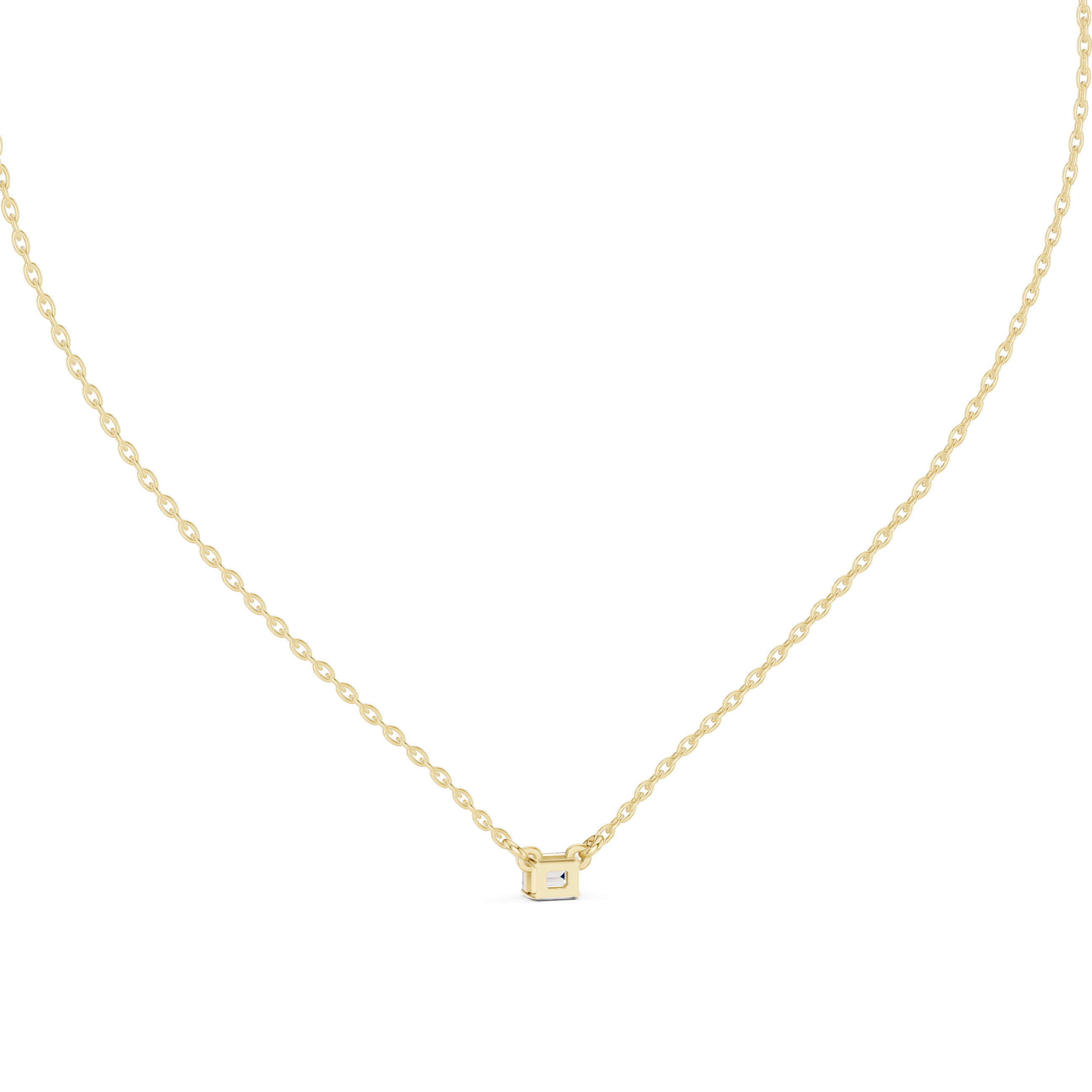 Minimal Emerald Cut Solitaire Diamond Pendant Necklace