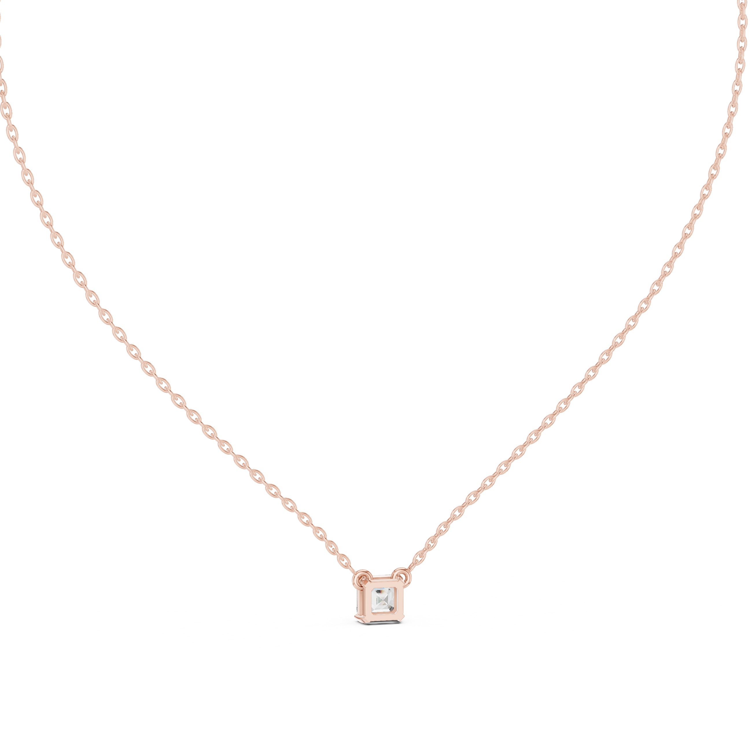 Emerald Cut Solitaire Diamond Pendant Necklace