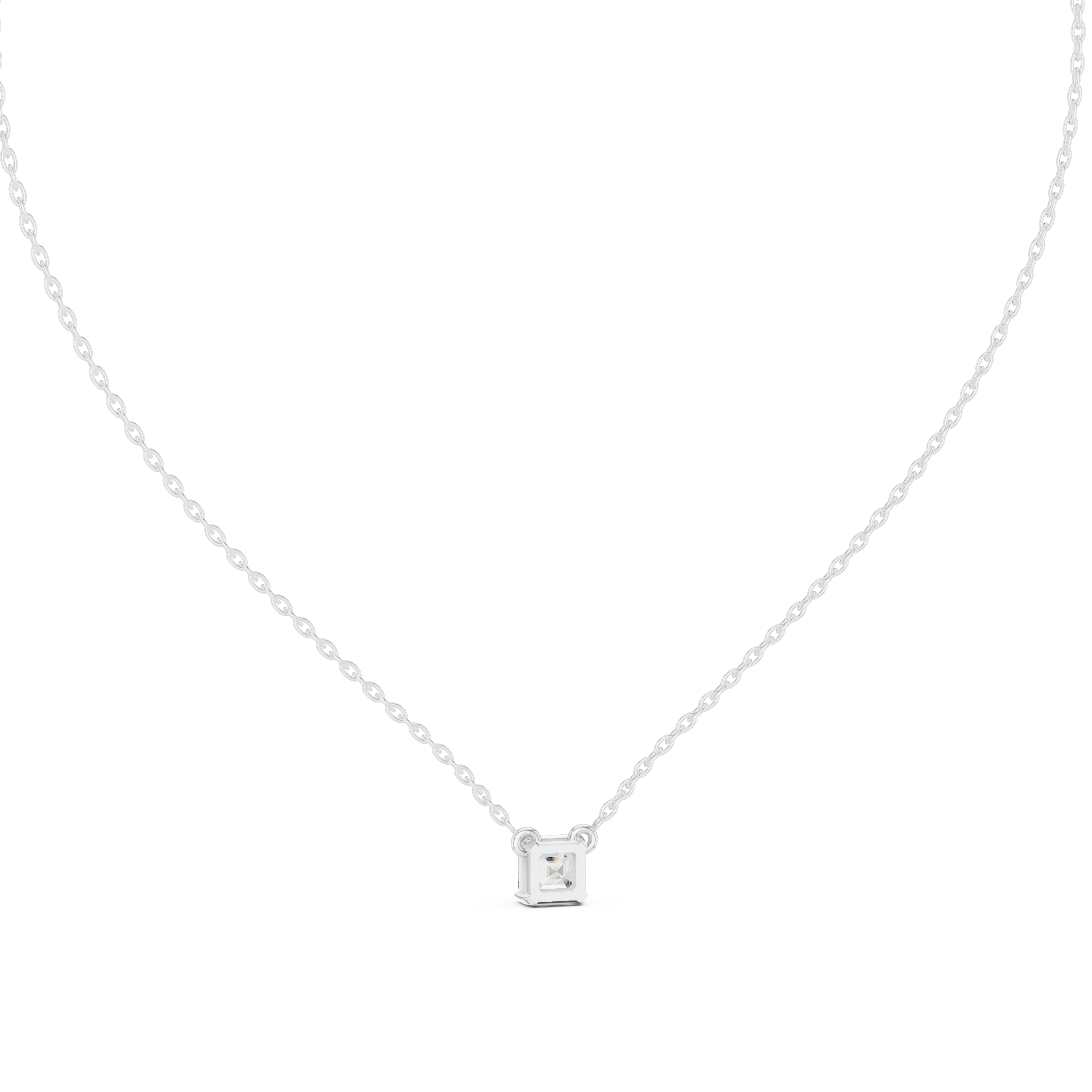 Emerald Cut Solitaire Diamond Pendant Necklace