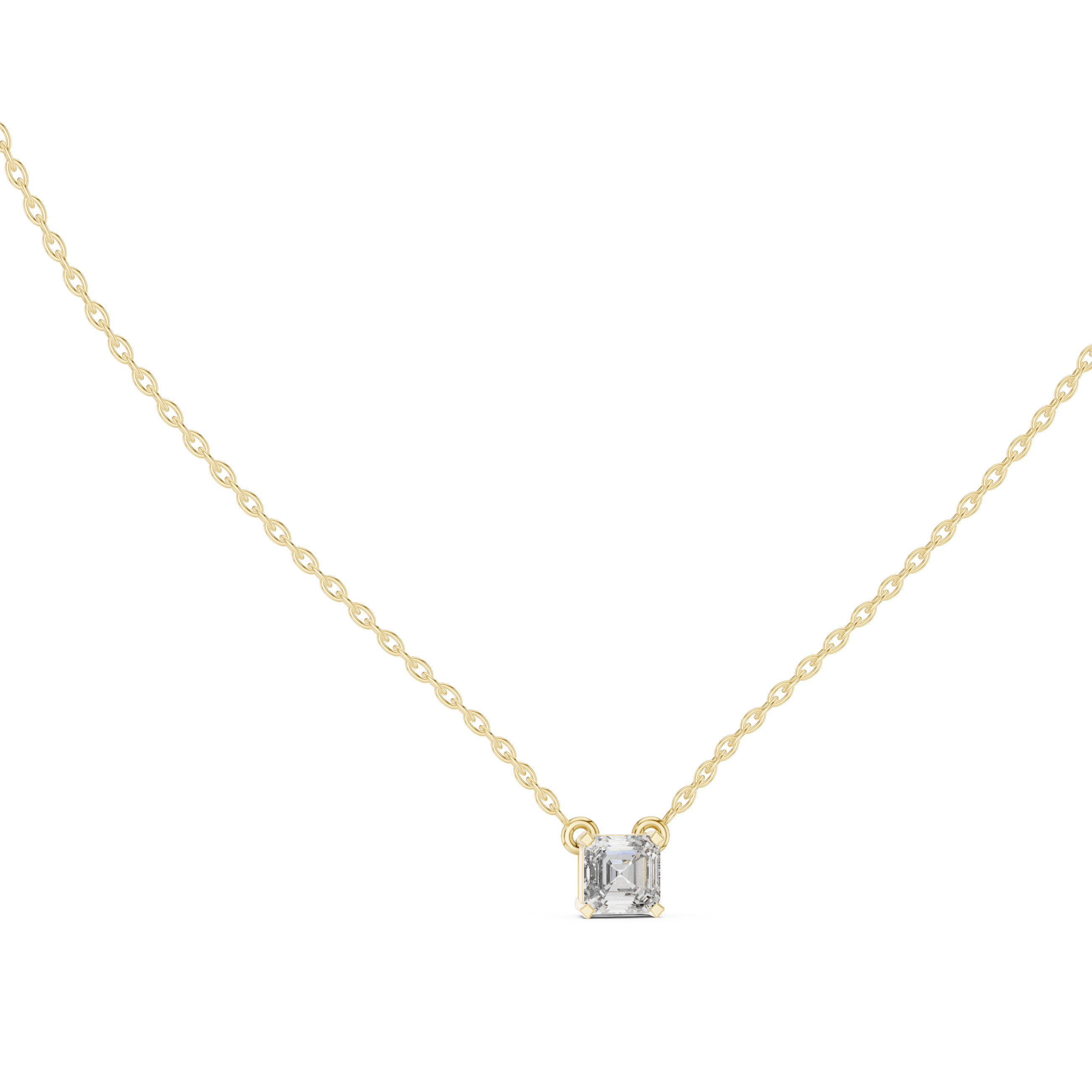 Emerald Cut Solitaire Diamond Pendant Necklace