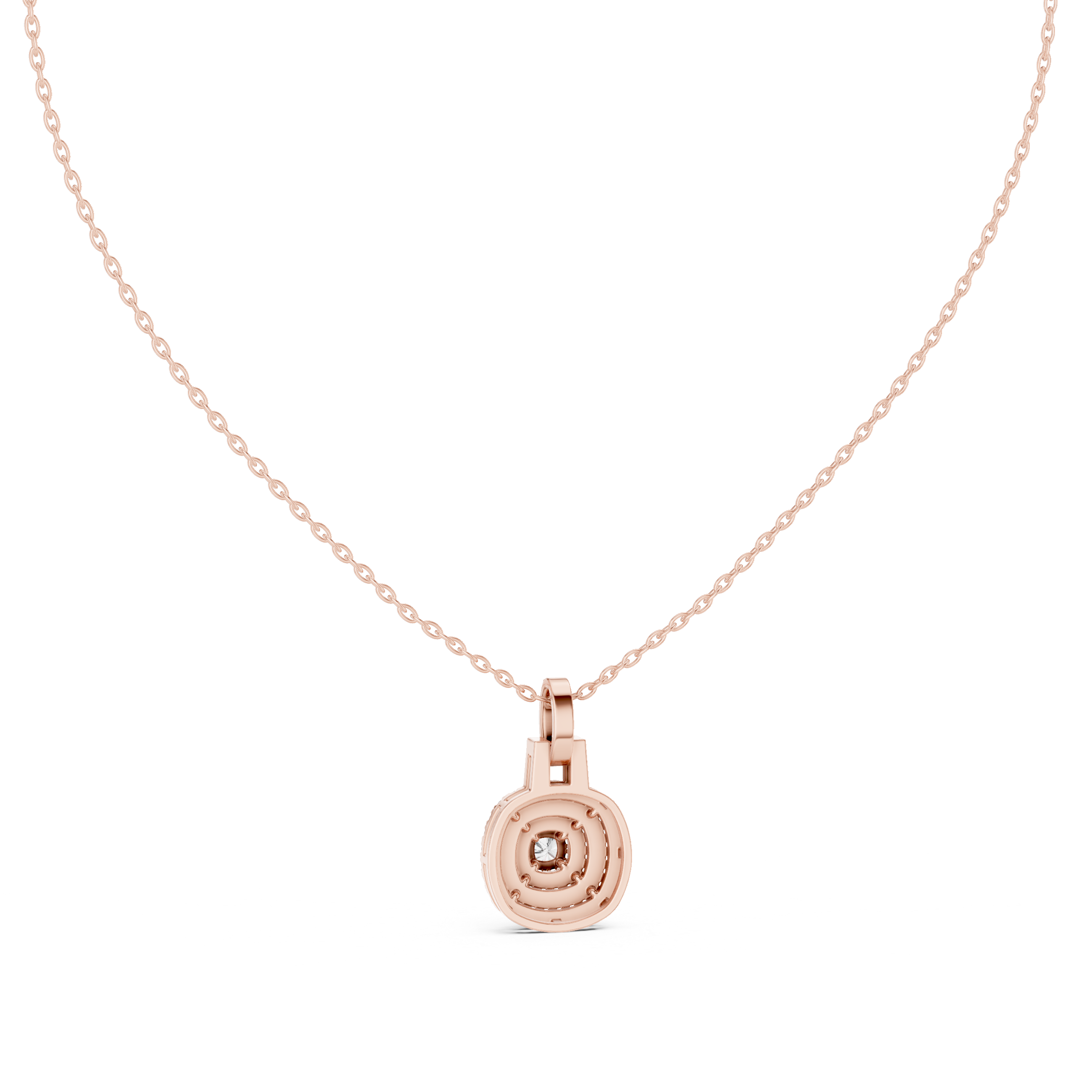 Round Halo Cluster Diamond Pendant Necklace