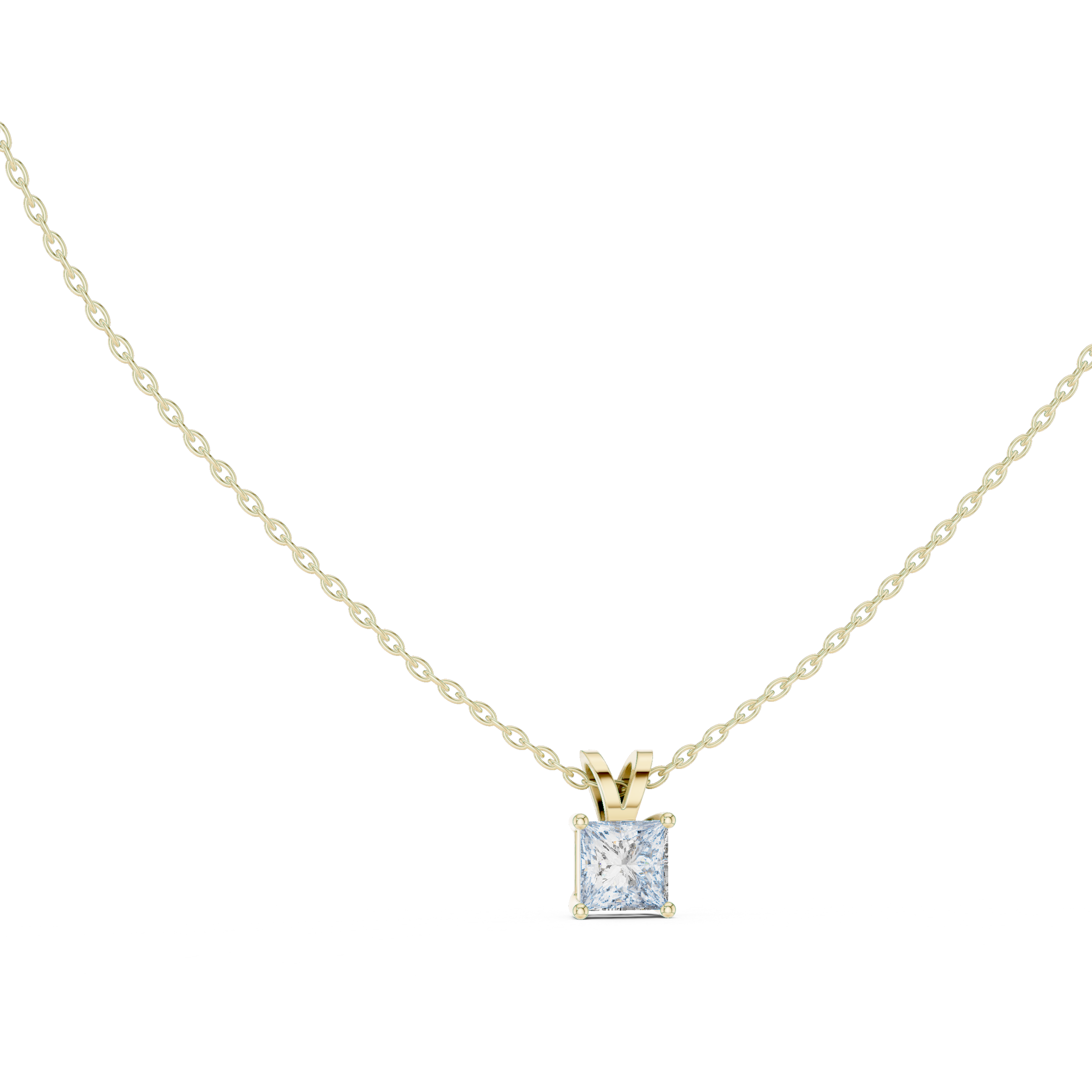 Princess Cut Solitaire Pendant Necklace