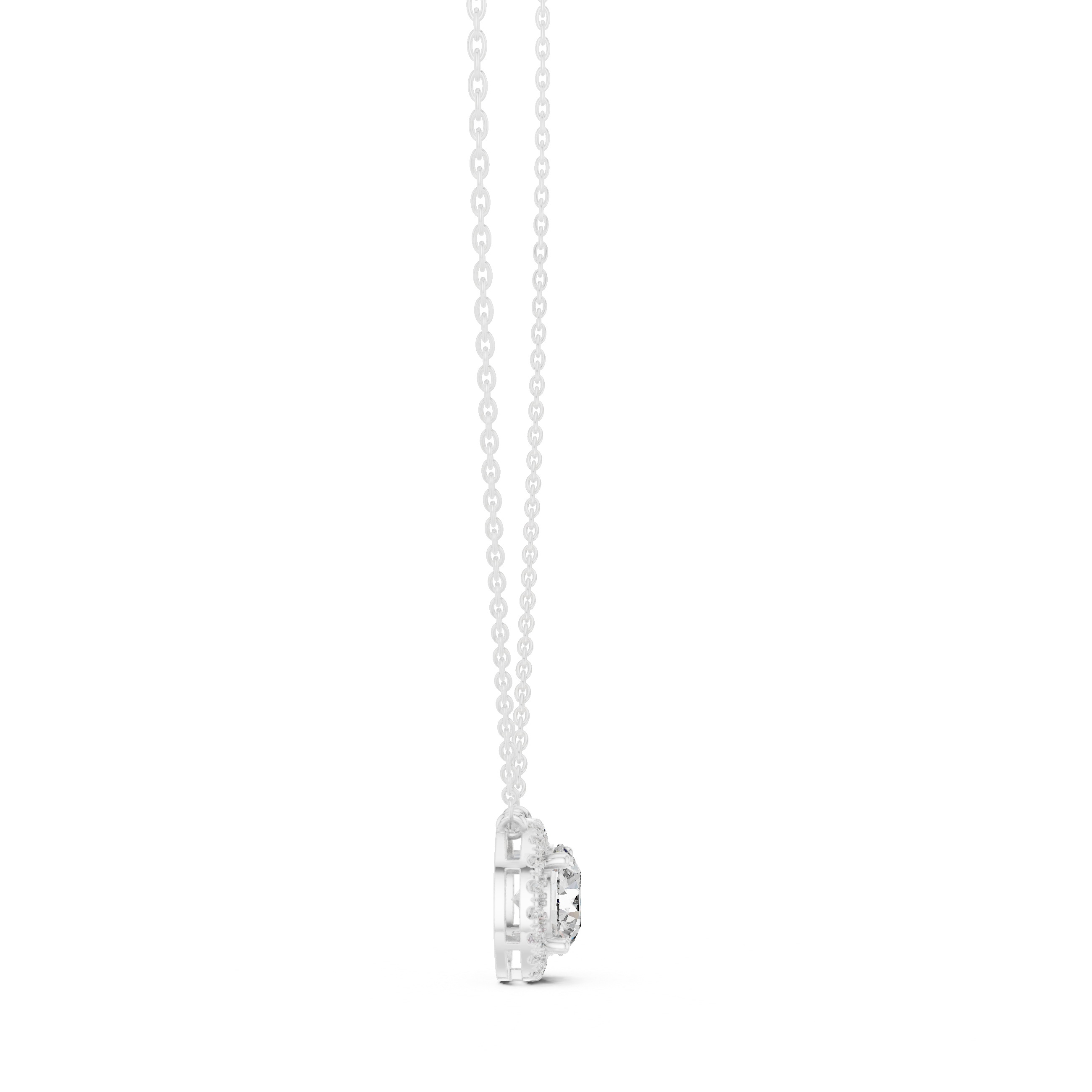 Round Halo Diamond Pendant Necklace