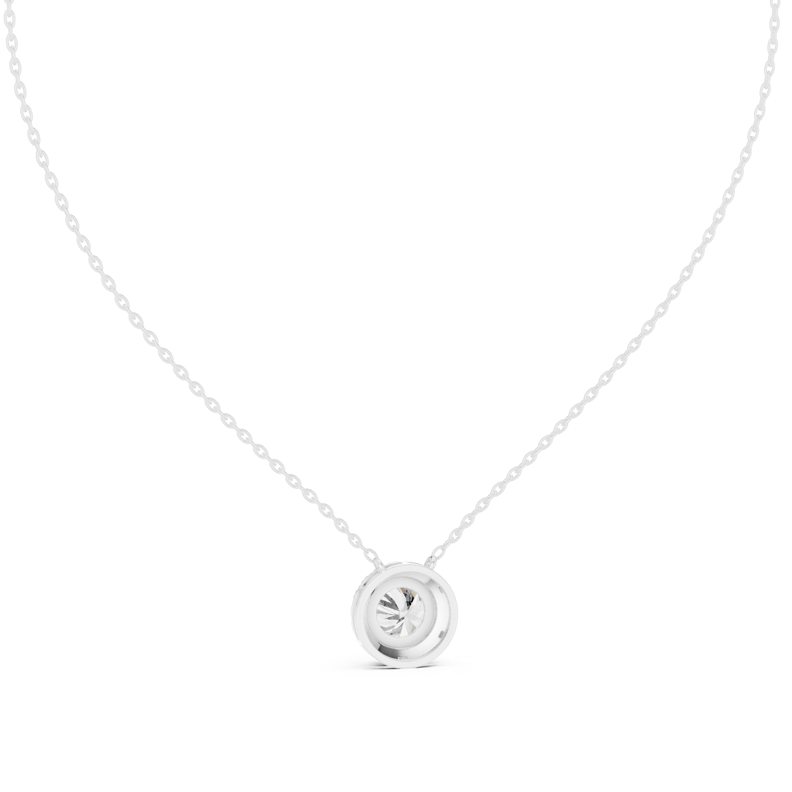 Round Halo Diamond Pendant Necklace